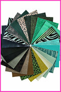 Green Leather Sheets, 12 MIXED PIECES, pre cut printed, metallic green scraps random selection, 5 x 6 inches B14454-PZ La Garzarara