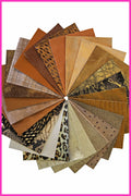 Leather scraps for sewing Mixed Textures and Assorted Gold Bronze Tan , 12 Random Precut Pieces 5 x 6 inches B14458-PZ La Garzarara