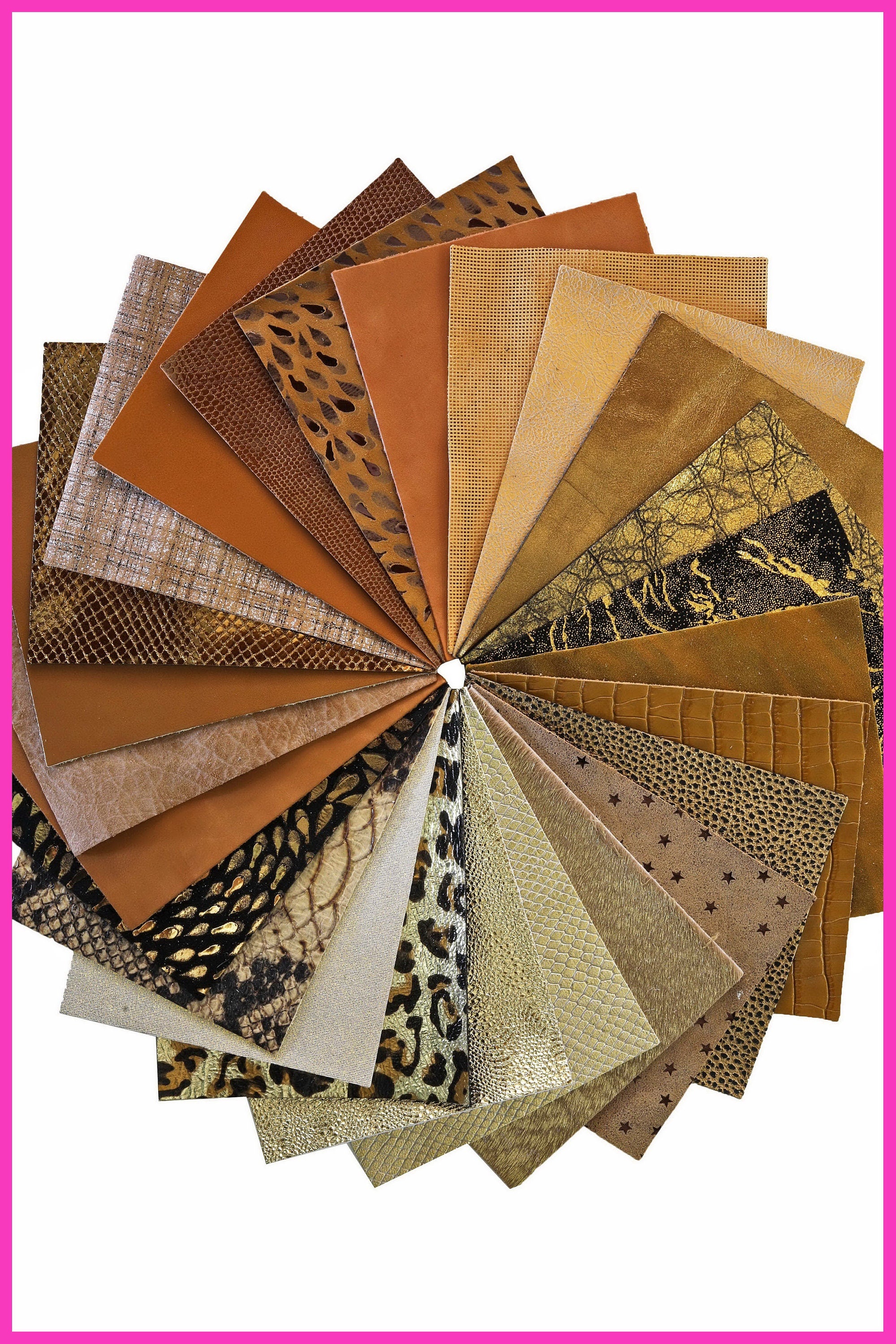 Leather scraps for sewing Mixed Textures and Assorted Gold Bronze Tan , 12 Random Precut Pieces 5 x 6 inches B14458-PZ La Garzarara