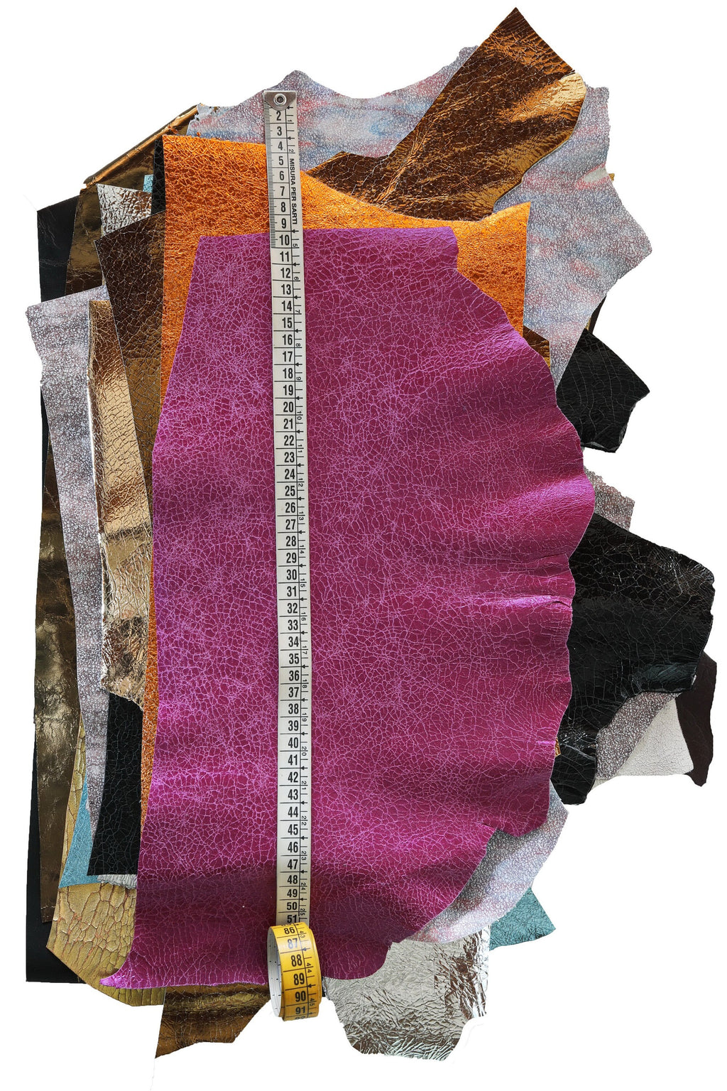 Cracked leather PIECES, crackle effect leather sheets laminated and matte, textured finish mixed colors 10 pcs B102 La Garzarara