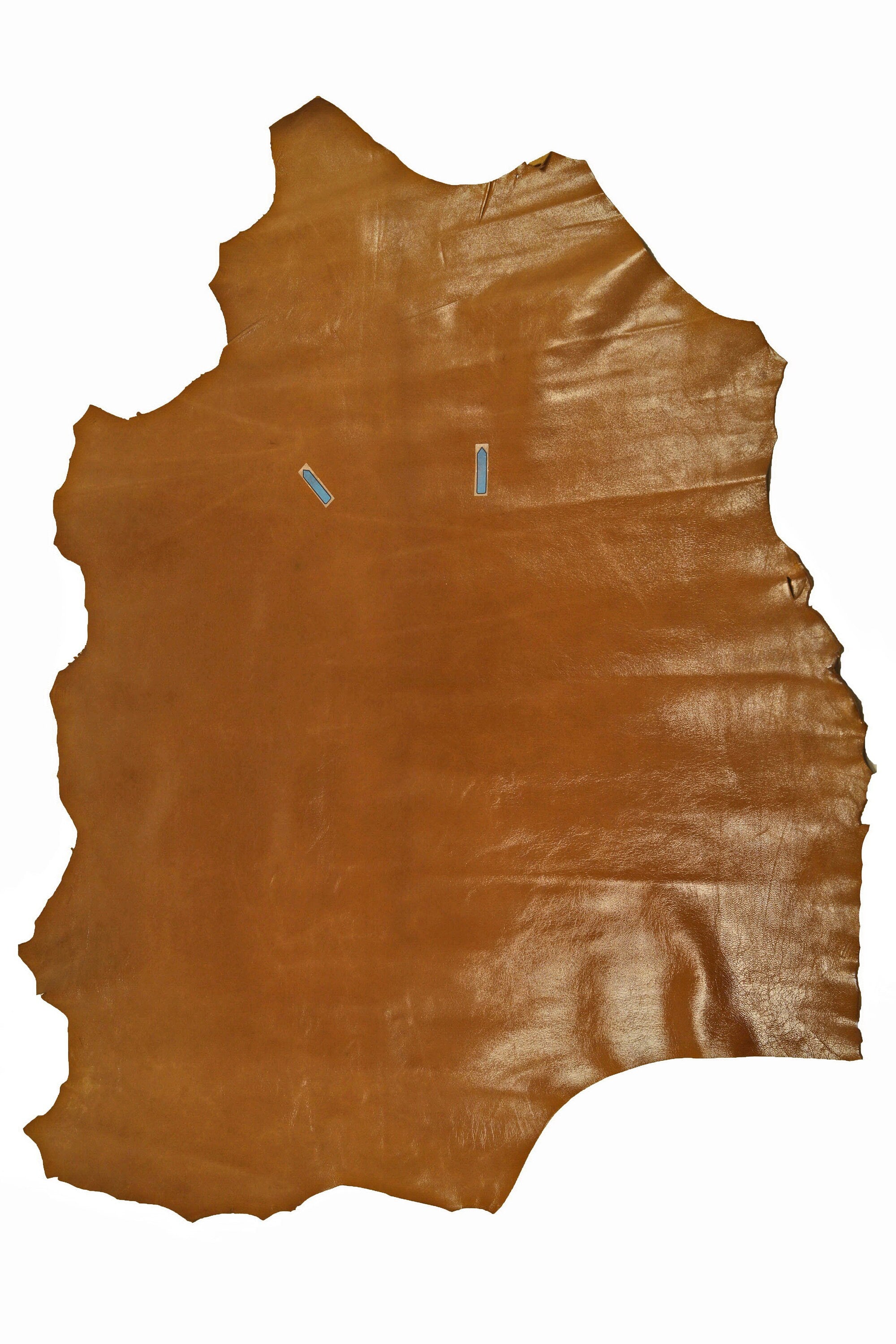 Soft brown smooth lambskin leather SKIN hide, glossy slightly wrinkled nappa sheep leather for bags and accessories, B14682-TU La Garzarara