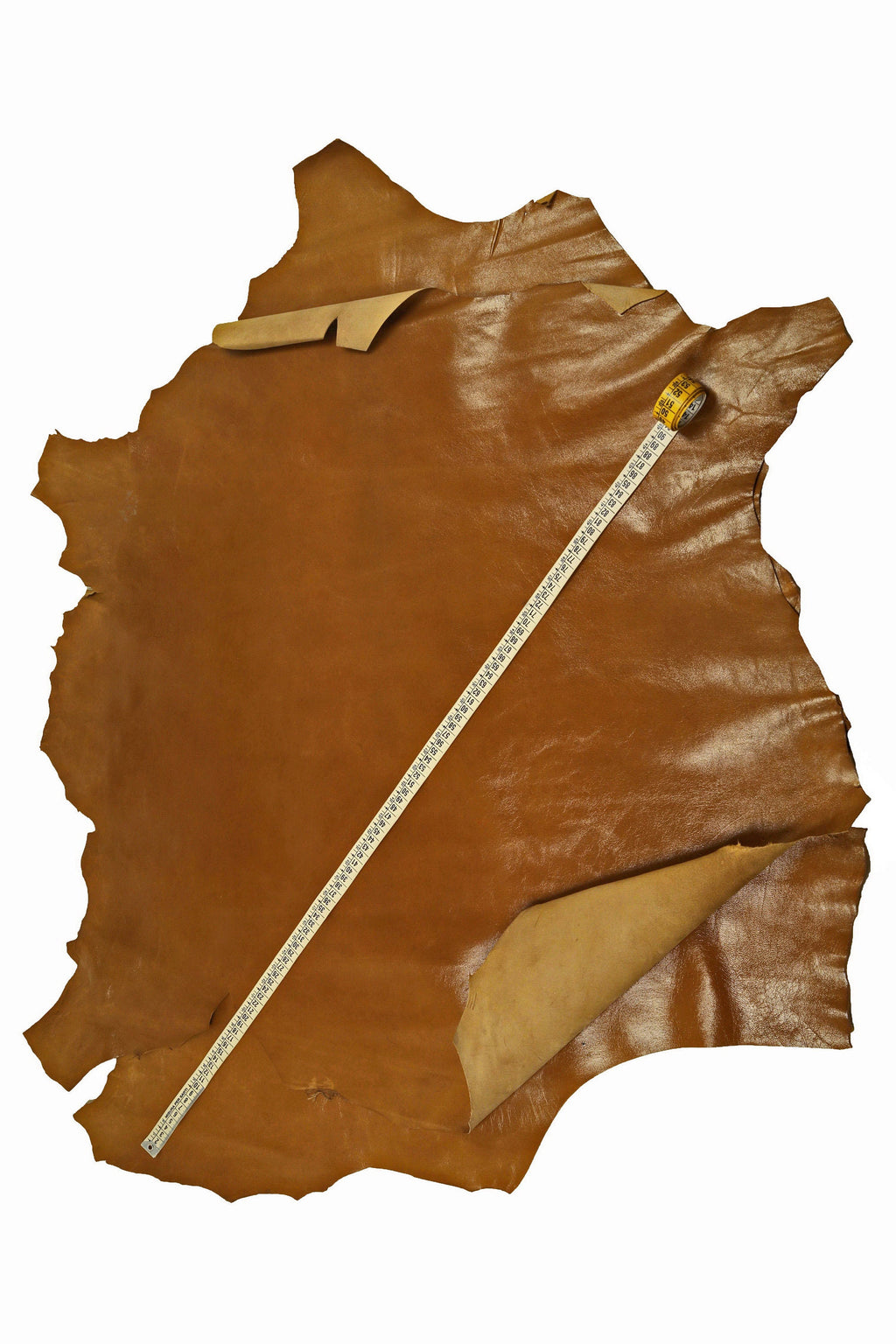 Soft brown smooth lambskin leather SKIN hide, glossy slightly wrinkled nappa sheep leather for bags and accessories, B14682-TU La Garzarara