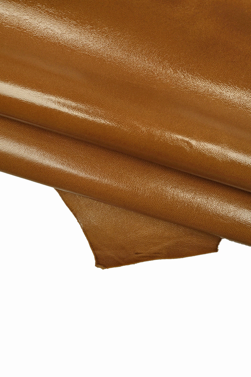 Soft brown smooth lambskin leather SKIN hide, glossy slightly wrinkled nappa sheep leather for bags and accessories, B14682-TU La Garzarara