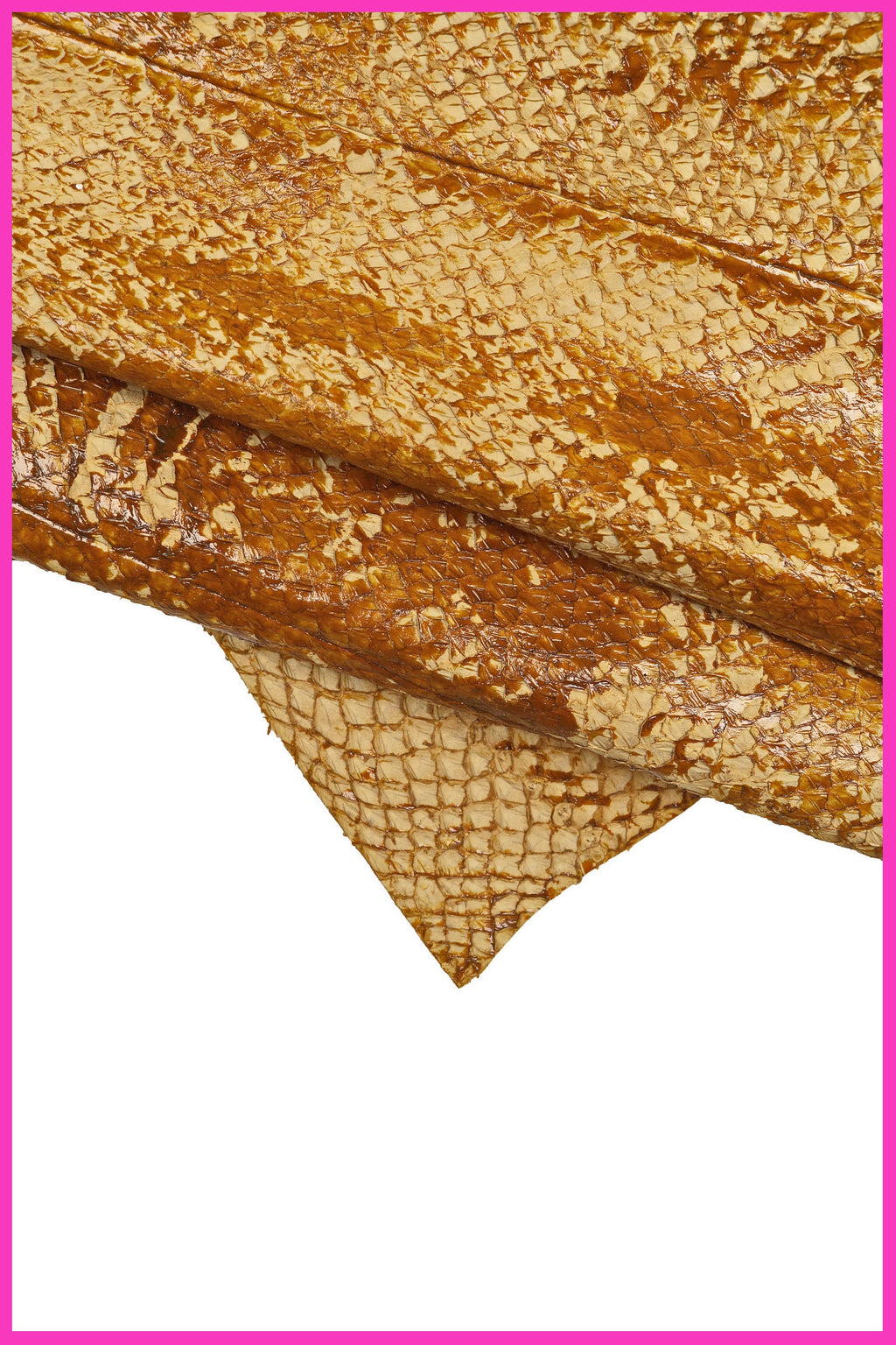 Beige Salmon Leather Hide – Glossy Brown Abstract Pattern, Unique Textured Handcrafted Leather for CraftingB14736-DM La Garzarara