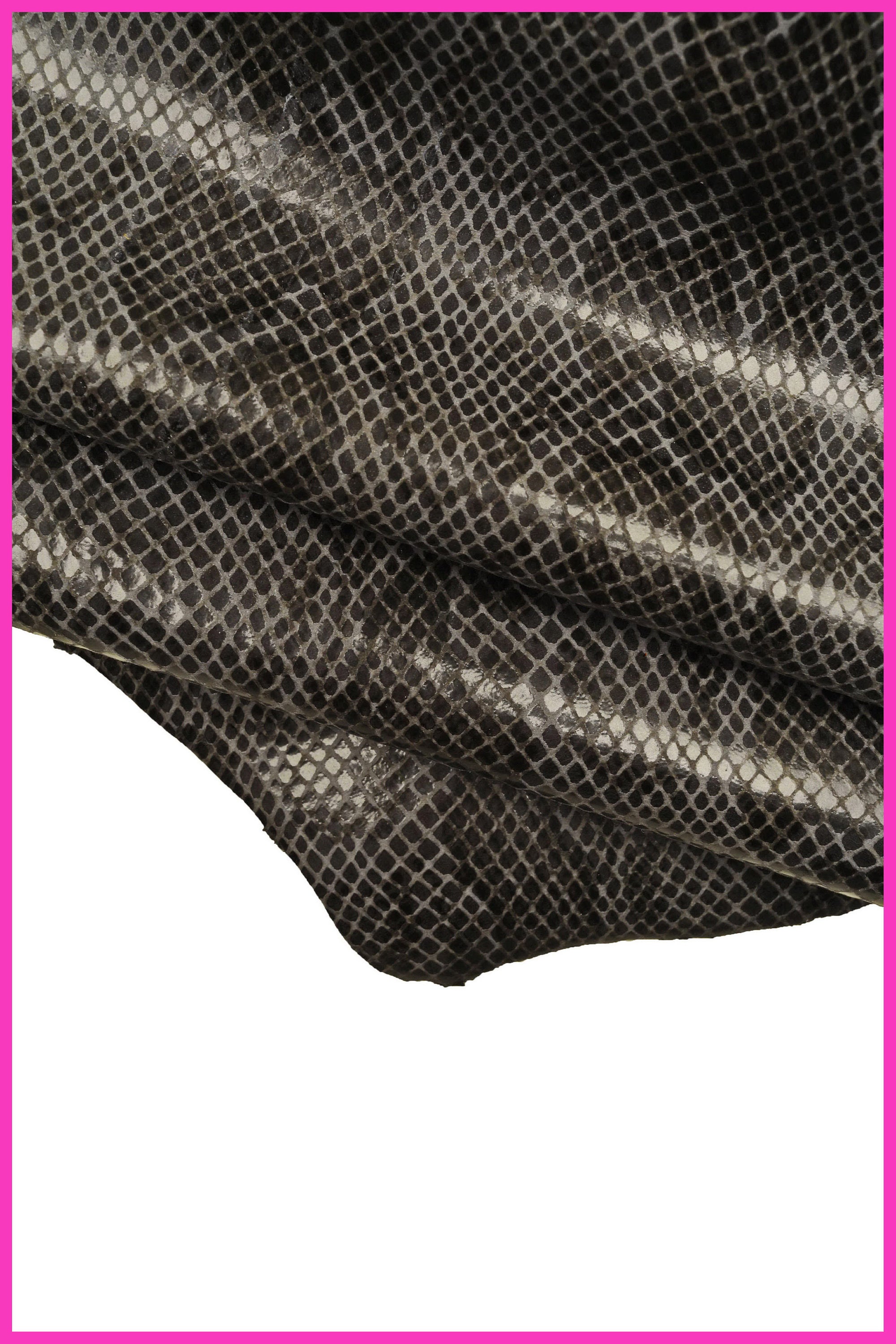 Gray SNAKE python leather hide, lightweight reptile printed skin for clothing, soft thin garment leather B14788-ST La Garzarara