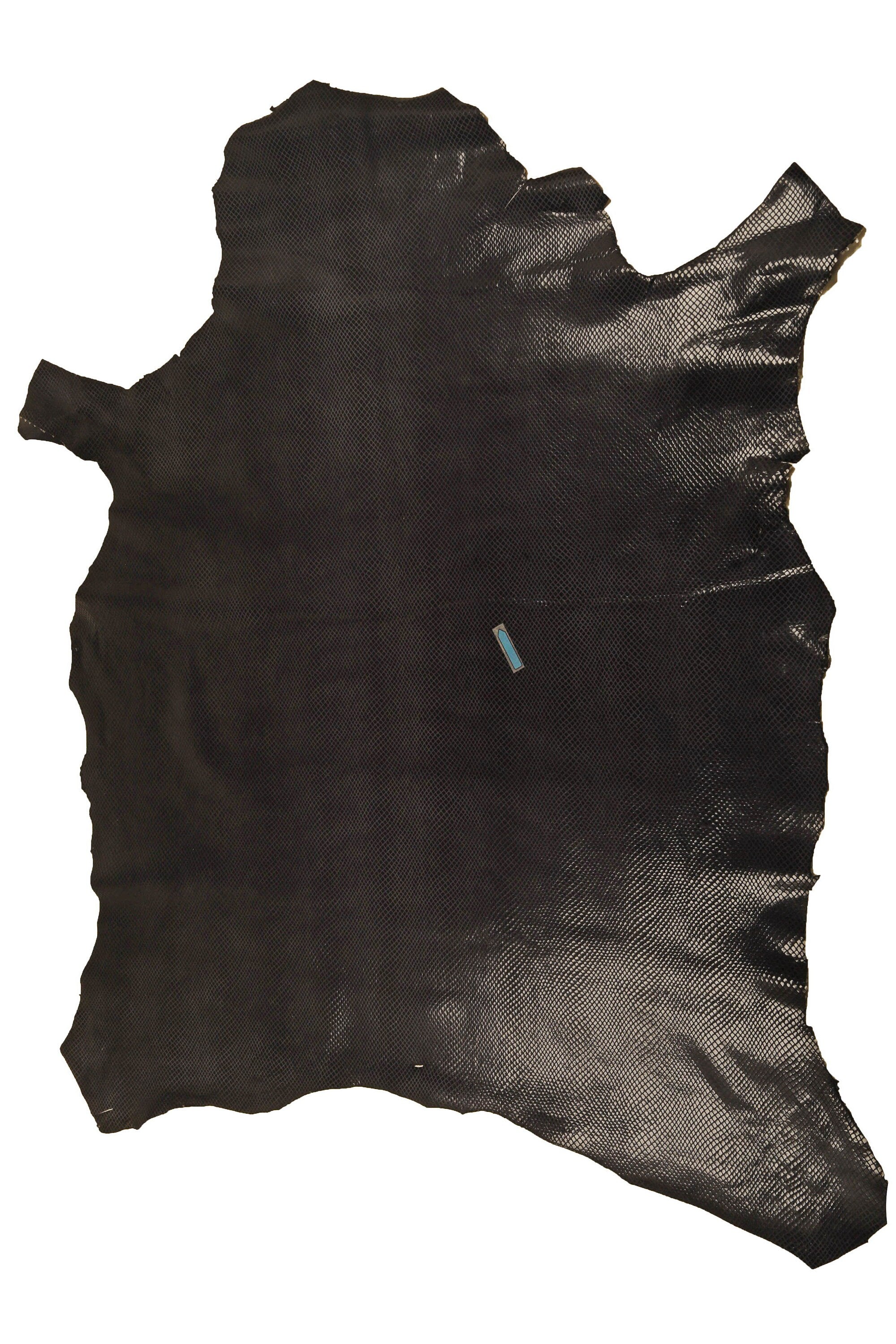 Dark grey black PYTHON PRINTED leather skin, snake textured glossy goatskin, soft thin reptile print hide B14787-TB La Garzarara