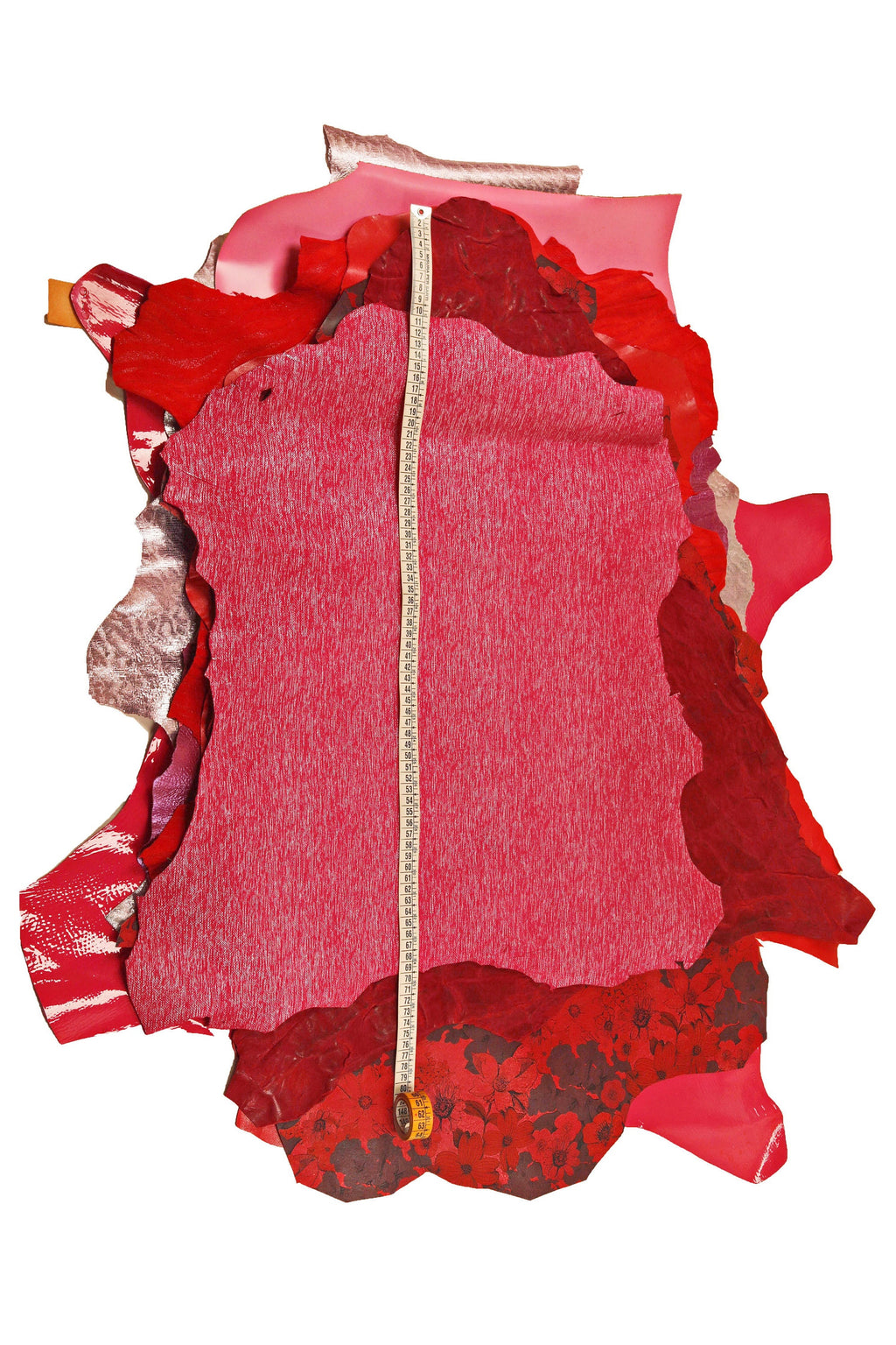 Red, purple, pink, 10 Genuine Italian Leather Hides, Mixed Metallic Suede & Smooth skins Leather B14826-ST La Garzarara