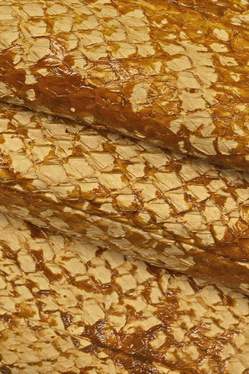 Beige Salmon Leather Hide – Glossy Brown Abstract Pattern, Unique Textured Handcrafted Leather for CraftingB14736-DM La Garzarara
