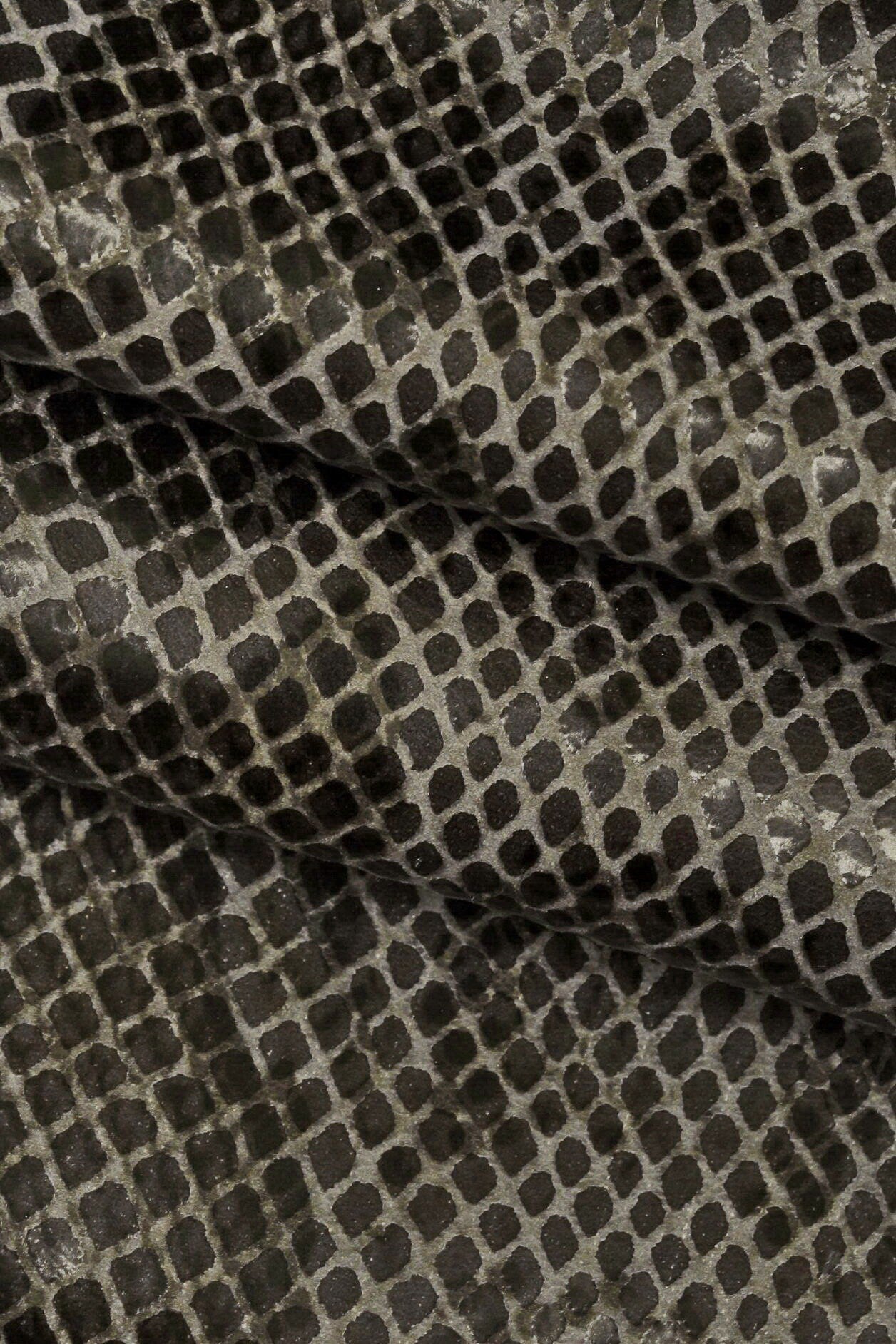 Gray SNAKE python leather hide, lightweight reptile printed skin for clothing, soft thin garment leather B14788-ST La Garzarara