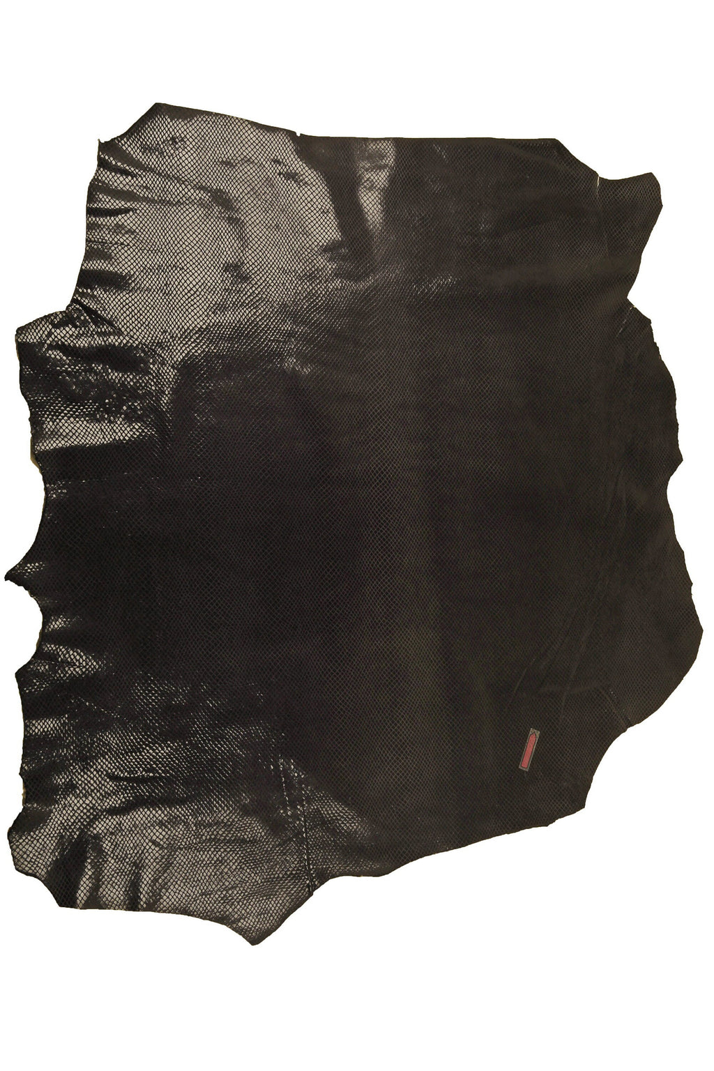 Dark grey black PYTHON PRINTED leather skin, snake textured glossy goatskin, soft thin reptile print hide B14787-TB La Garzarara