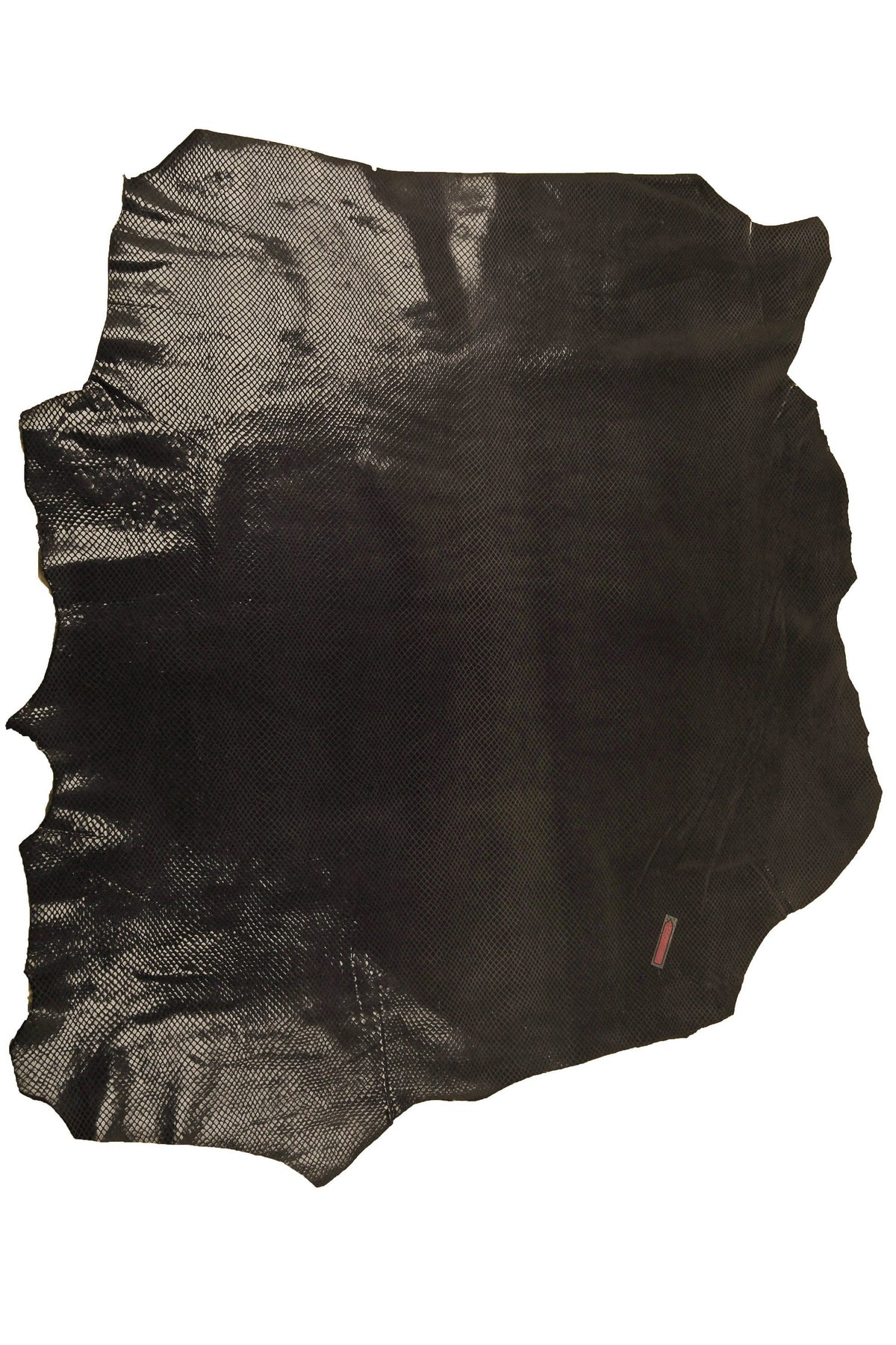 Dark grey black PYTHON PRINTED leather skin, snake textured glossy goatskin, soft thin reptile print hide B14787-TB La Garzarara