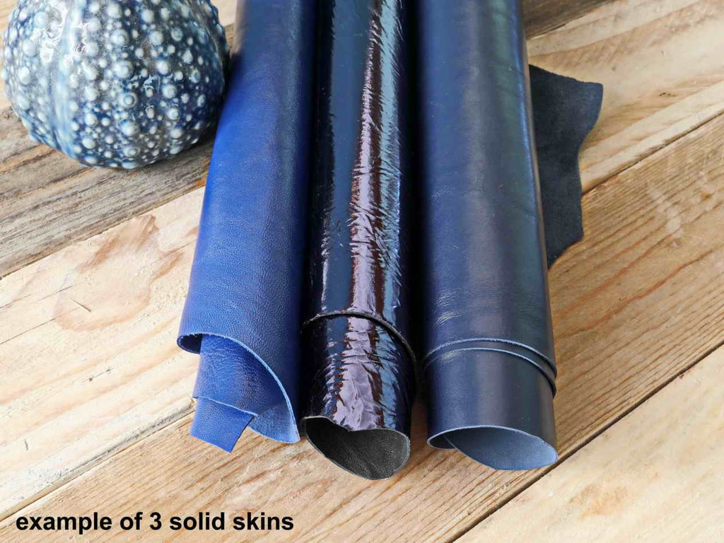 Blue Leather Hides Bundle, Assorted Genuine Leather Skins, Printed, Metallic and Embossed Random PackB14923-ST La Garzarara