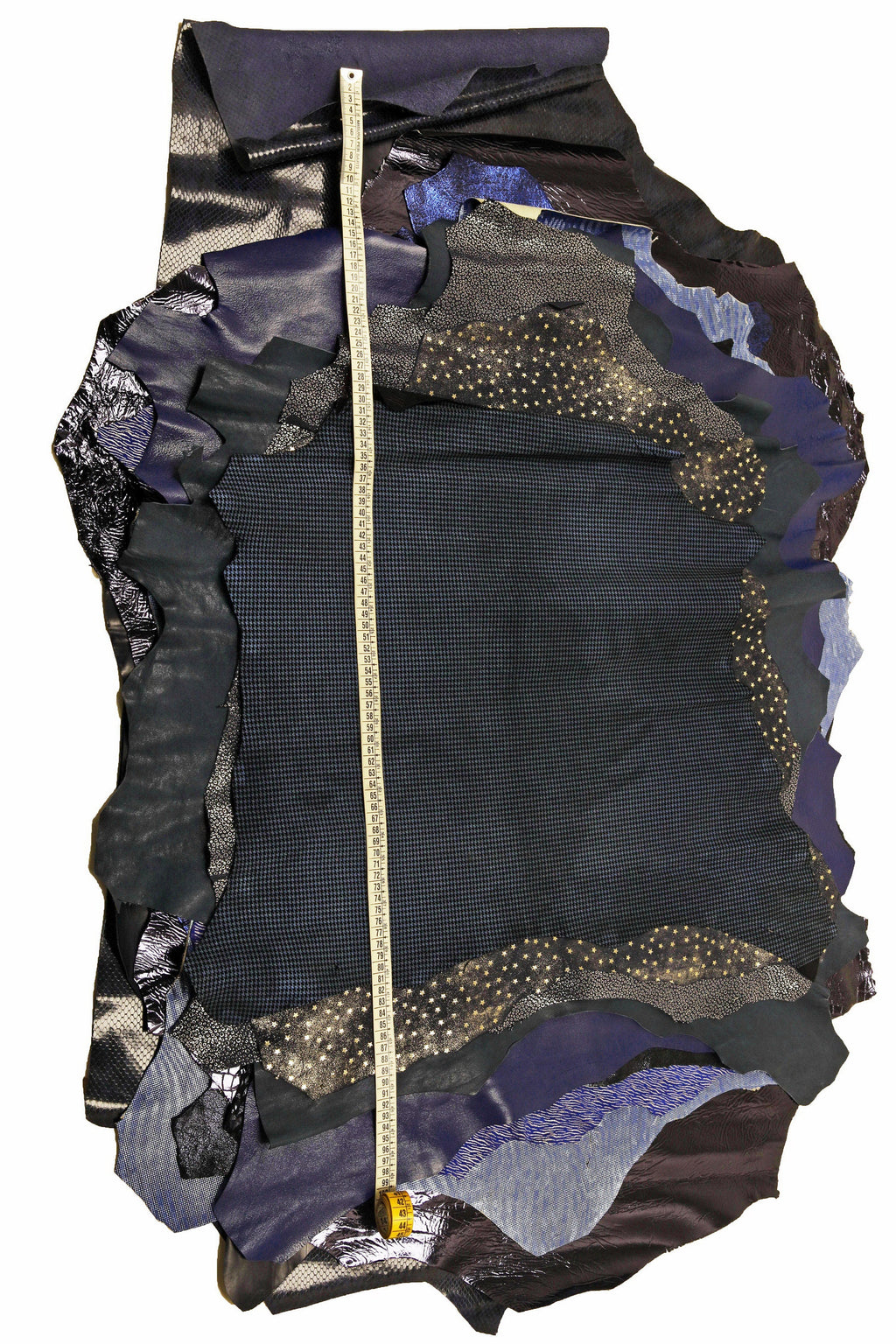 Blue Leather Hides Bundle, Assorted Genuine Leather Skins, Printed, Metallic and Embossed Random PackB14923-ST La Garzarara