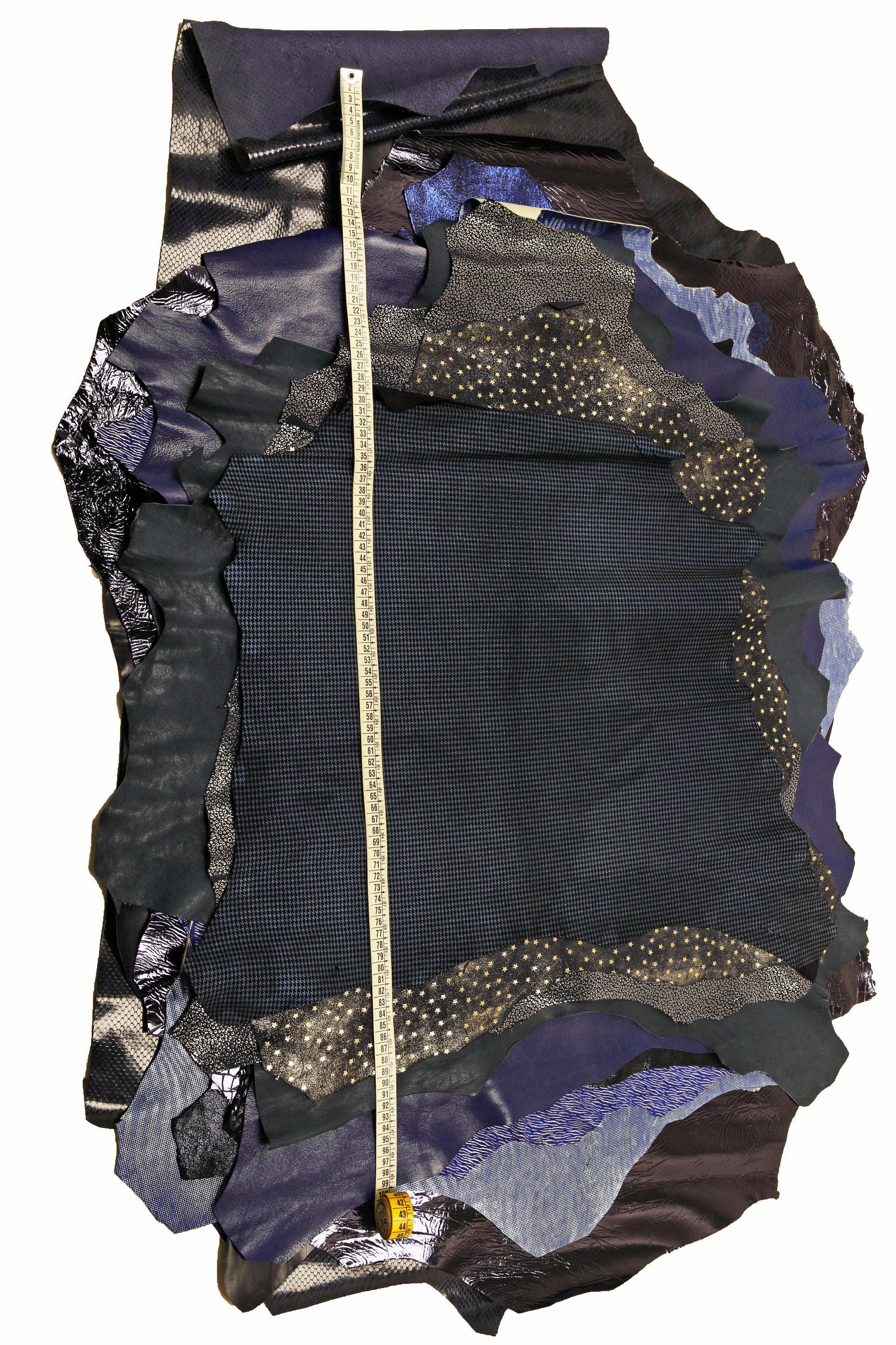 Blue Leather Hides Bundle, Assorted Genuine Leather Skins, Printed, Metallic and Embossed Random PackB14923-ST La Garzarara