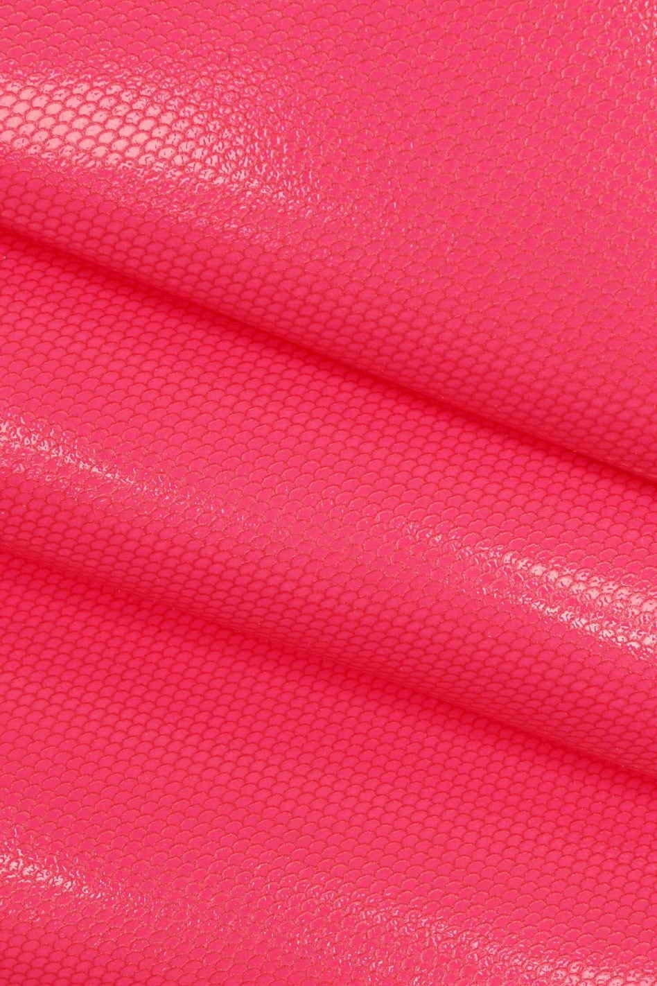 Hot pink neon leather hide reptile print, shiny fuchsia lizard effect leather skin for bags 1.7/1.8 mm B14173-ST/B La Garzarara
