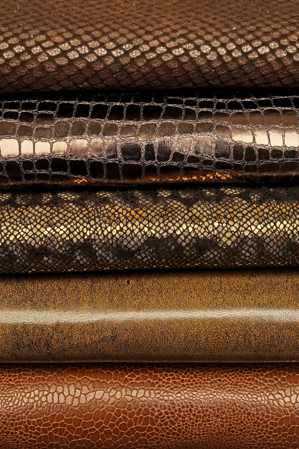 Brown Cognac Tan leather hides bundle, deal of 10 printed smooth metallic skins, random selection B14839-ST La Garzarara