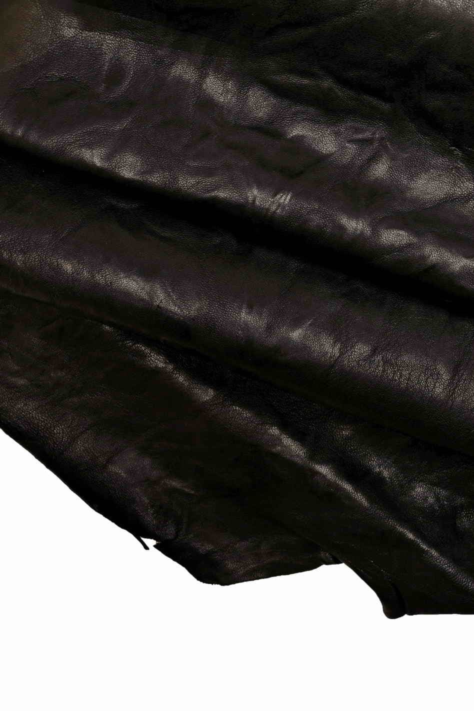 Black Crinkled Lambskin Leather Hide, Washed Nappa Lamb Leather Skin, wrinkled veg tanned leather B12695-TB/B