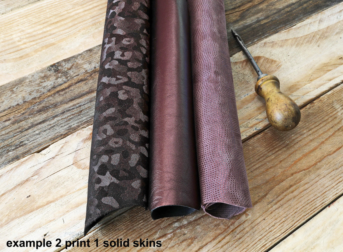 Full Leather Skins Red and Burgundy 3 Random hides Assortment Mix of Textures and Solid Colors Customize Your Selection DIY 14925-St