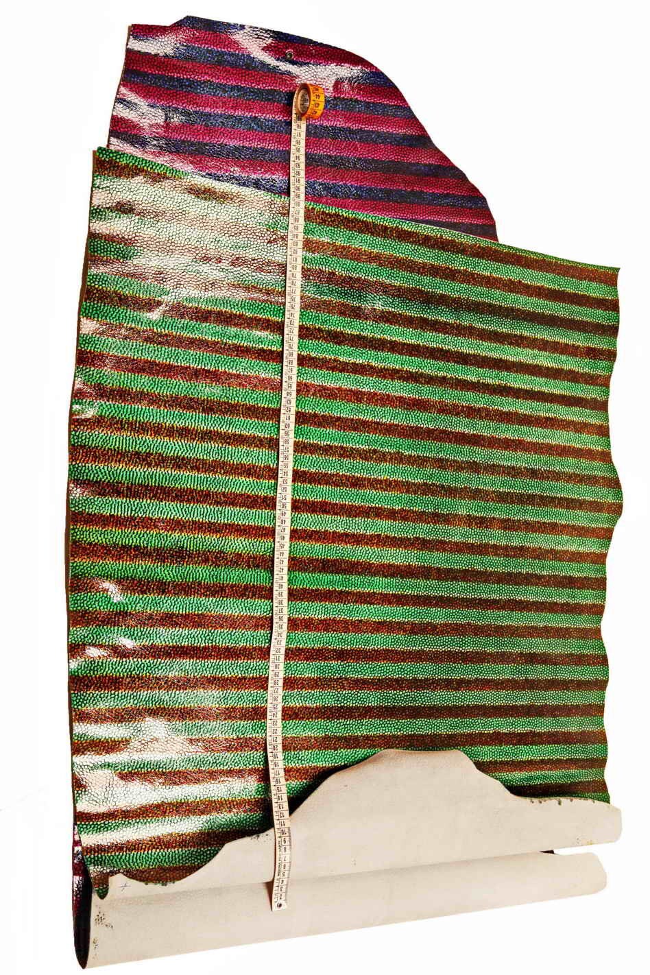STRIPED CROCODILE leather hide, croc printed patent calfskin, shiny stripe pattern on cowhide B13651-ST