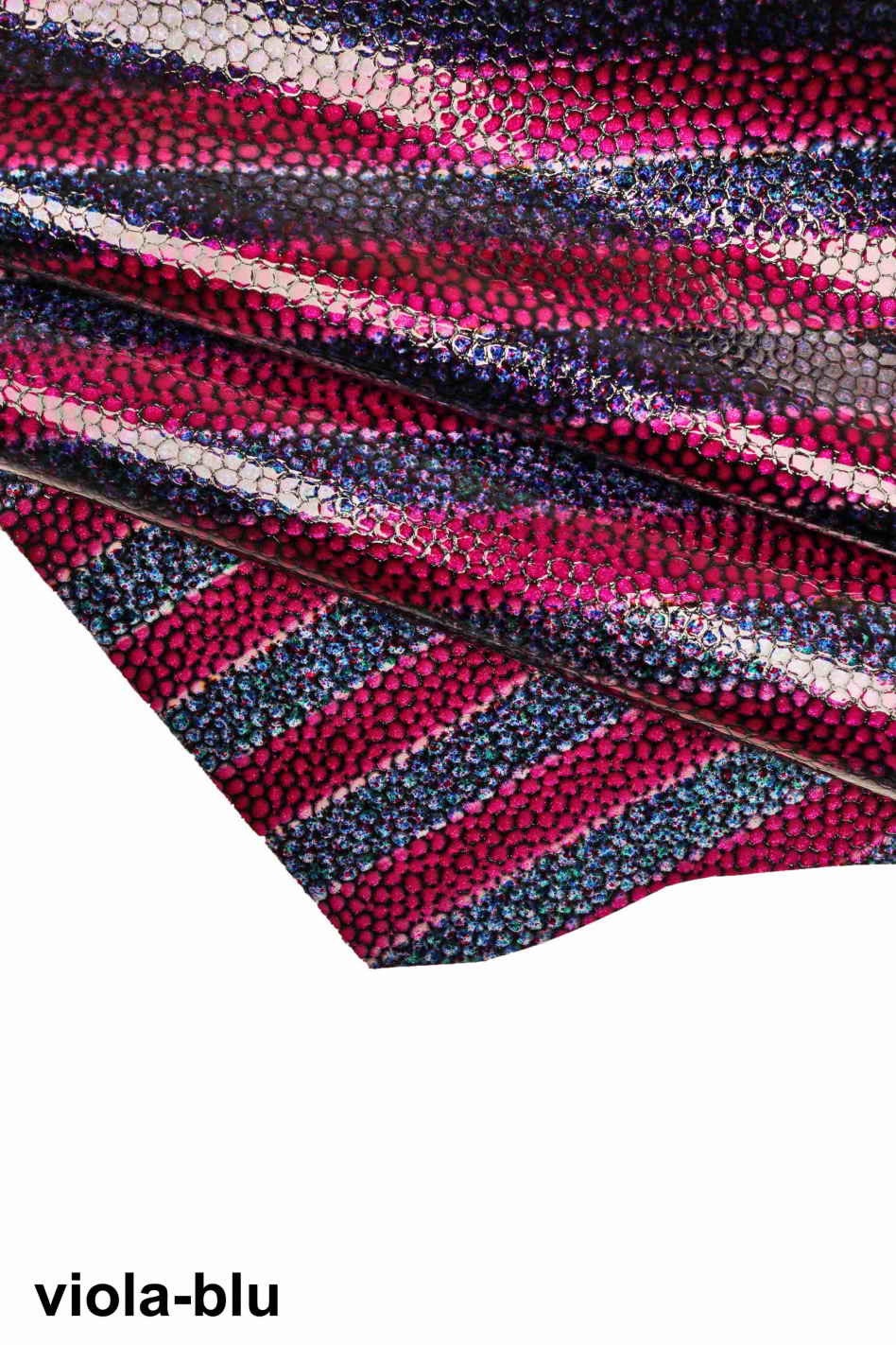 STRIPED CROCODILE leather hide, croc printed patent calfskin, shiny stripe pattern on cowhide B13651-ST
