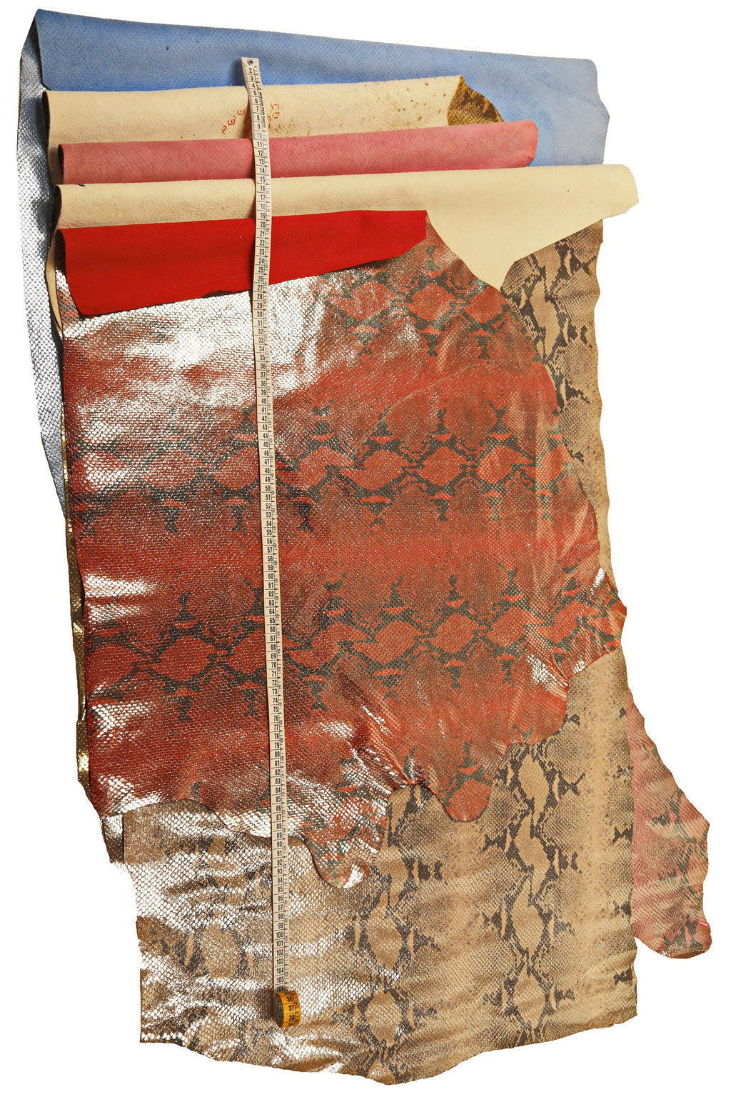 Glossy SNAKE python leather hide, metallic reptile skin multicolor for handbags shoes fashion B14855-MT(ST)
