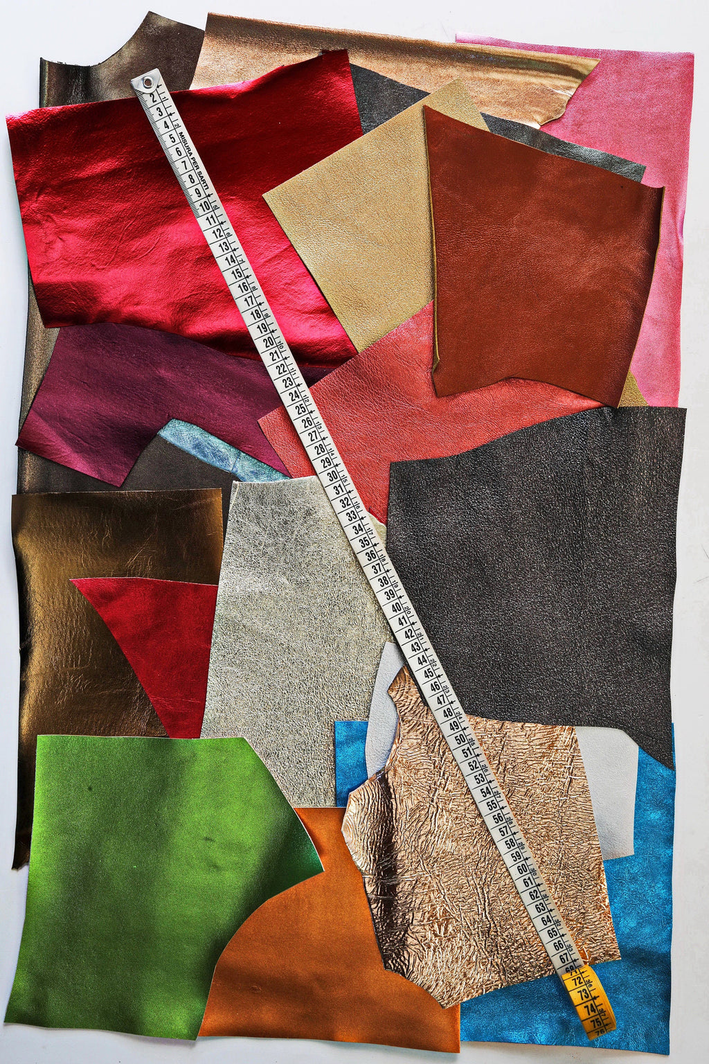 Metallic Leather Scraps, Solid Color Mix, Smooth and Textured Finishes, for Earrings and Jewelry Making 1 lbs and 2 lbs B005 La Garzarara