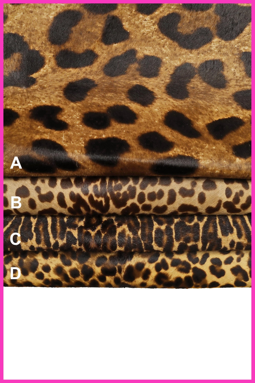 LEOPARD PRINTED hair on leather hide, brown-beige-black pony calfskin, cheetah textured cowhide B14373-CV La Garzarara