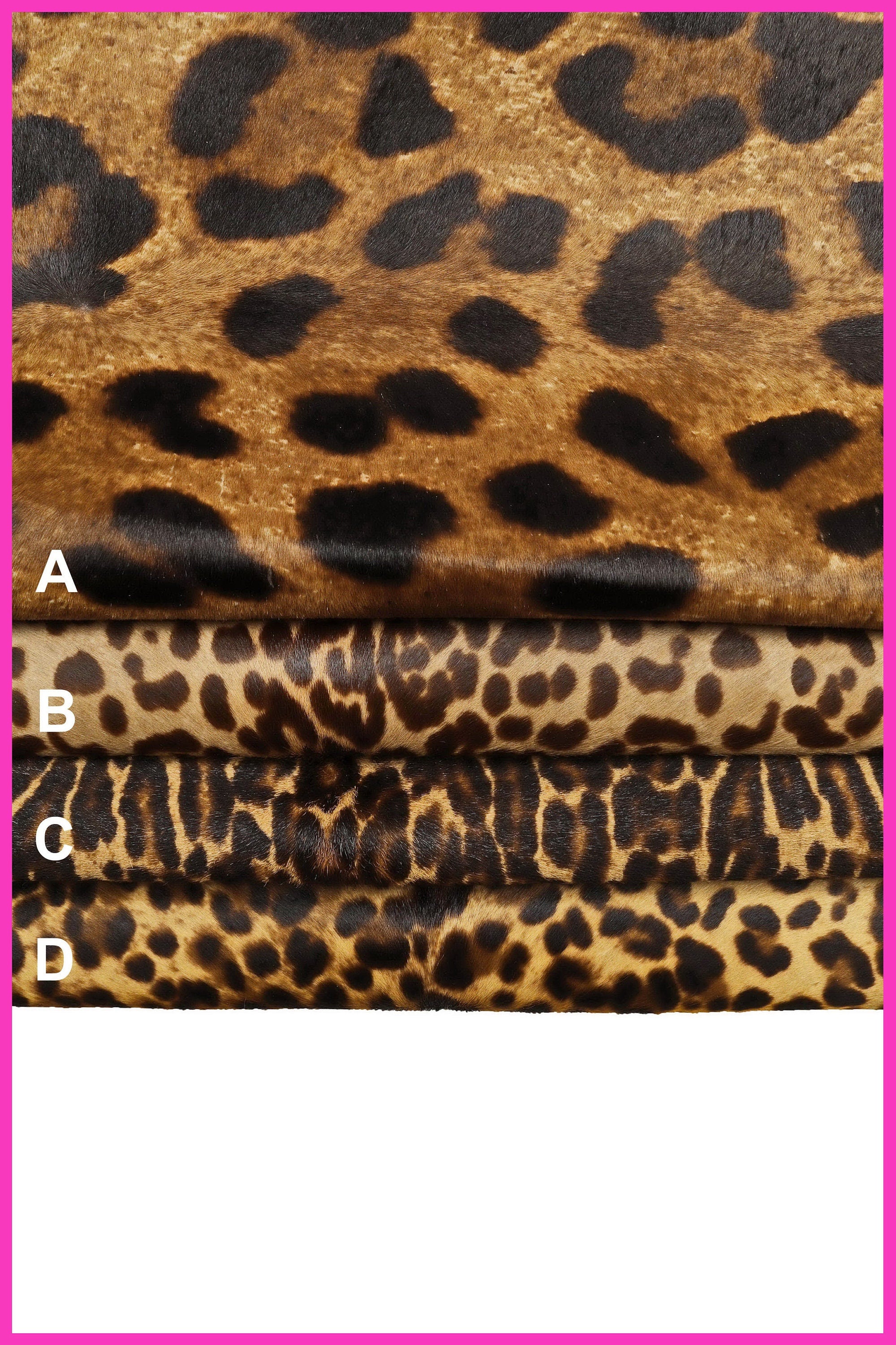 LEOPARD PRINTED hair on leather hide, brown-beige-black pony calfskin, cheetah textured cowhide B14373-CV La Garzarara
