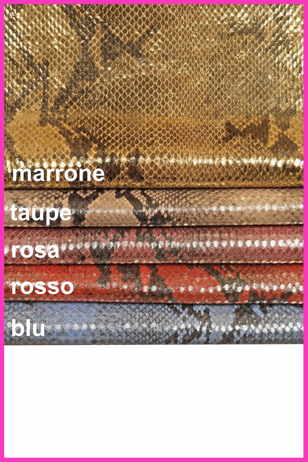 Glossy SNAKE python leather hide, metallic reptile skin multicolor for handbags shoes fashion B14855-MT(ST)