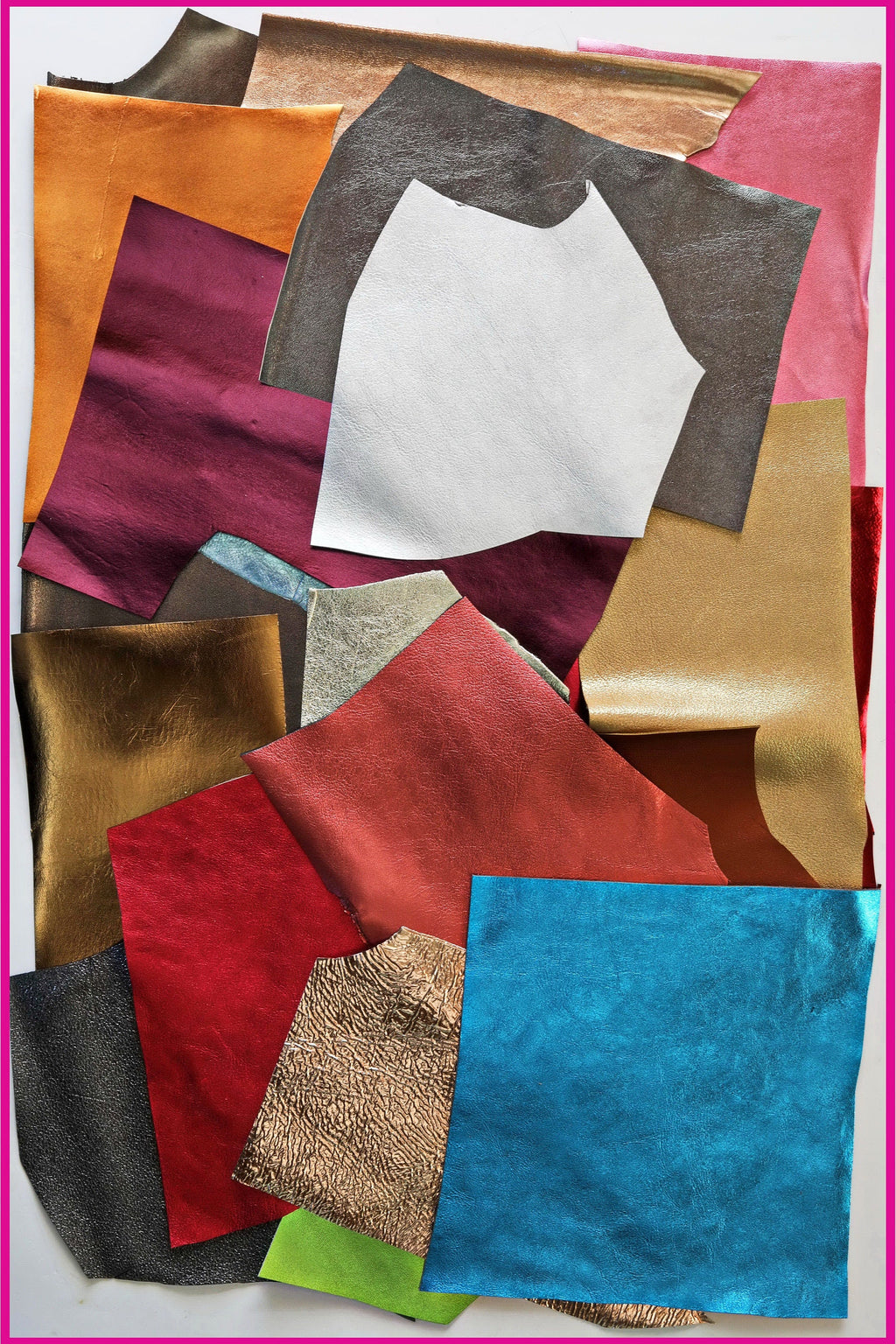 Metallic Leather Scraps, Solid Color Mix, Smooth and Textured Finishes, for Earrings and Jewelry Making 1 lbs and 2 lbs B005 La Garzarara