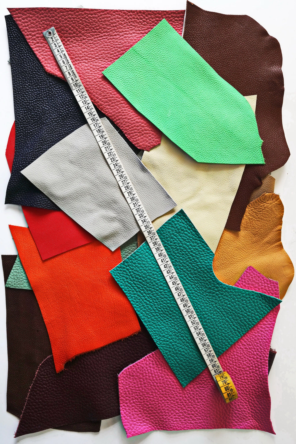 Pebbled Leather Pieces, 5x6 Colorful Craft Cuts, Assorted Solid Colors and Grain Textures, Genuine Leather B109 La Garzarara