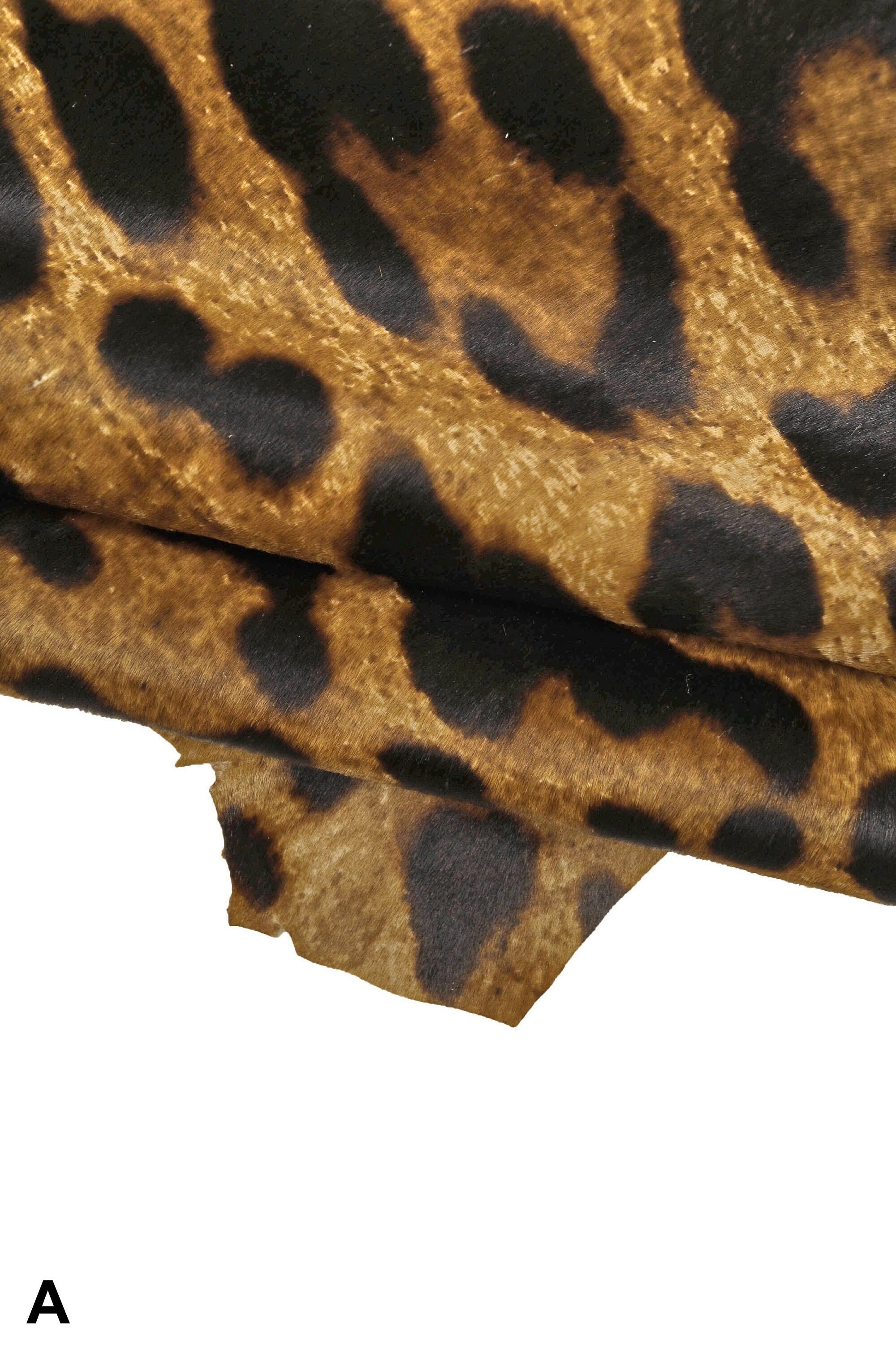 LEOPARD PRINTED hair on leather hide, brown-beige-black pony calfskin, cheetah textured cowhide B14373-CV La Garzarara