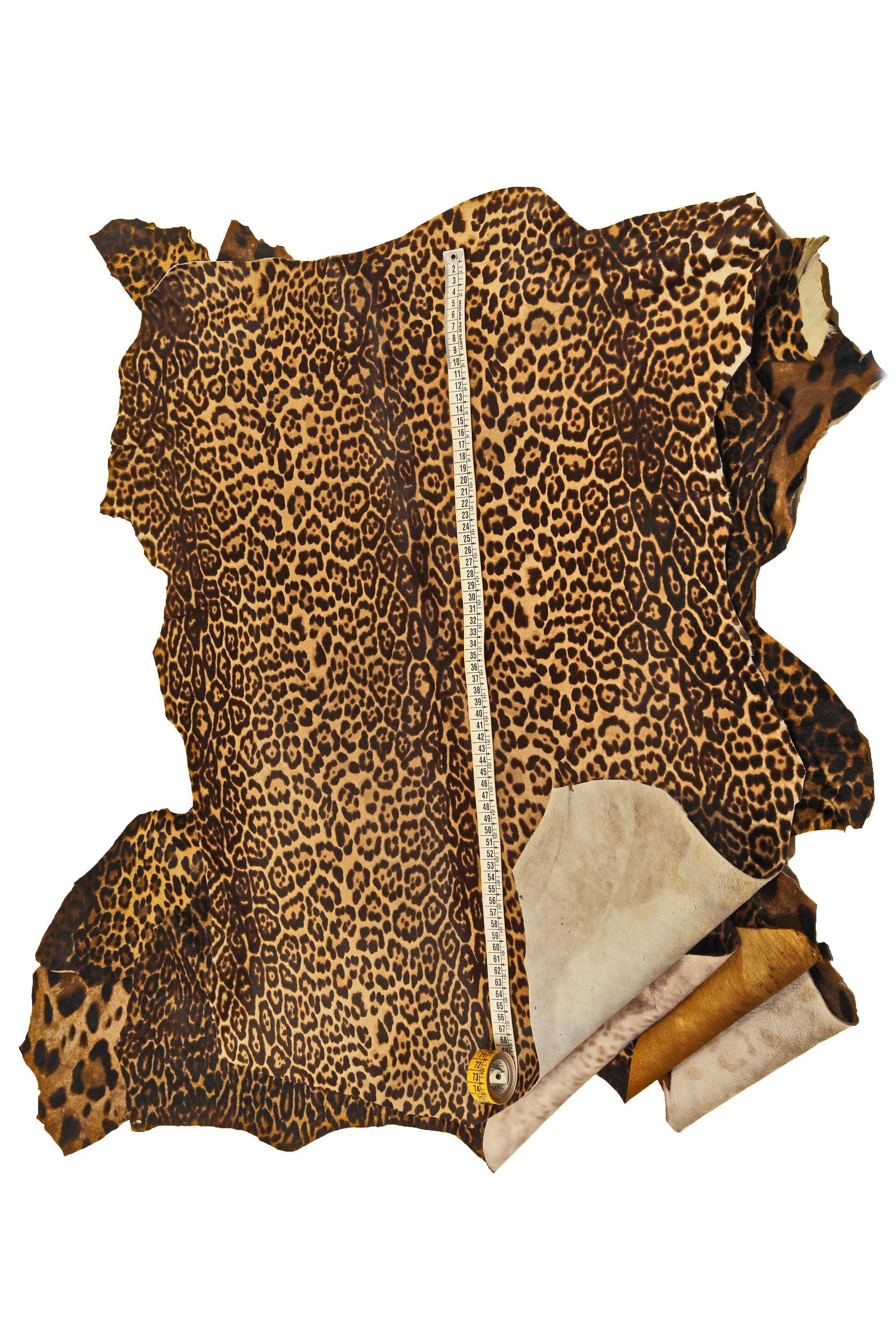 LEOPARD PRINTED hair on leather hide, brown-beige-black pony calfskin, cheetah textured cowhide B14373-CV La Garzarara