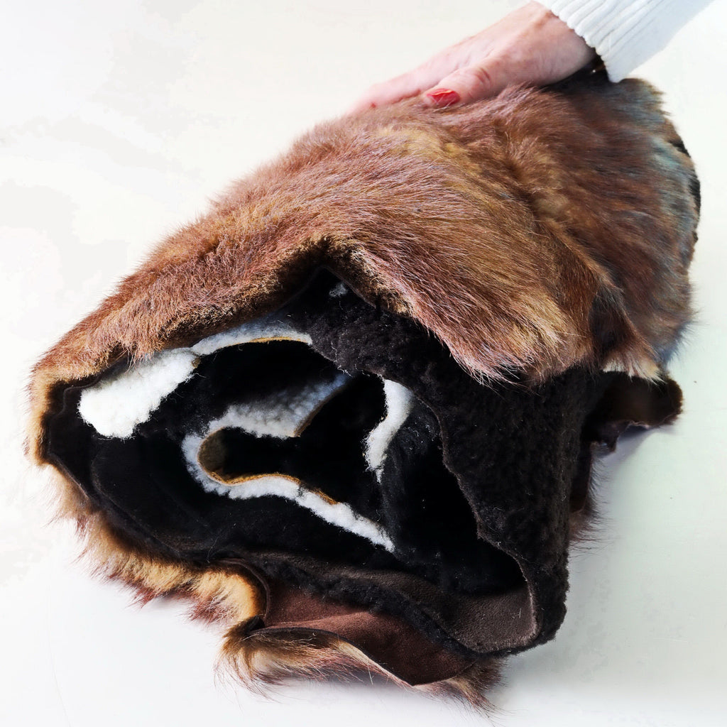 SHEARLING FUR Scraps, random assortment, colors various, sheepskin fur remnants, 5 pieces offcuts double face sheep skin B122 La Garzarara