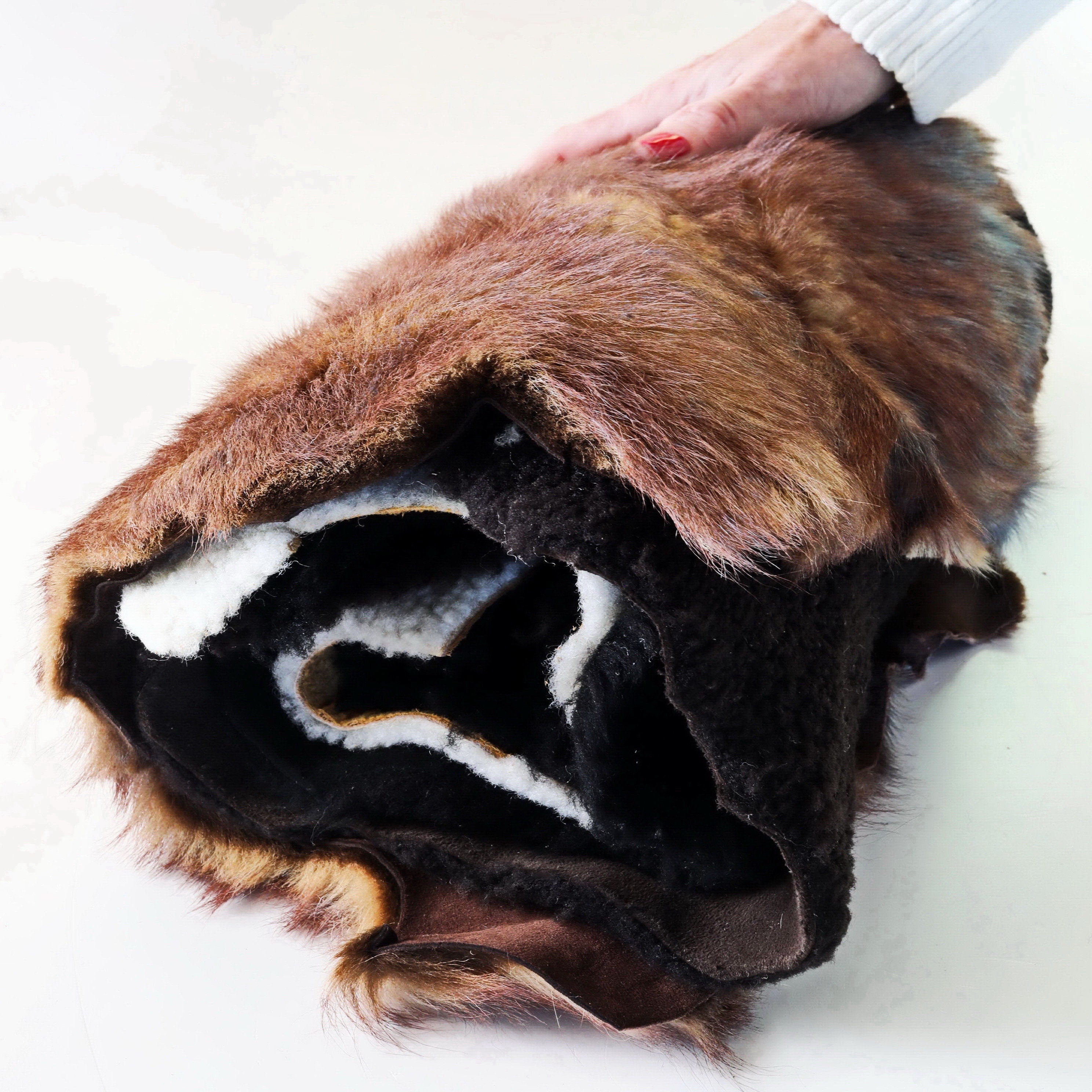 SHEARLING FUR Scraps, random assortment, colors various, sheepskin fur remnants, 5 pieces offcuts double face sheep skin B122 La Garzarara