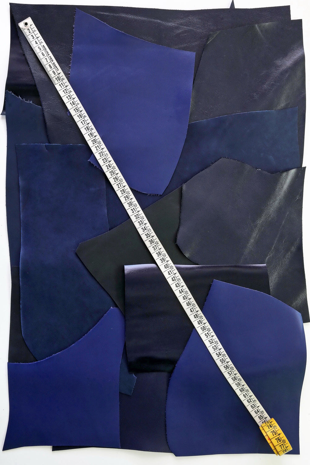 Blue SMOOTH calf SCRAPS bag, solid color different tones of blue, softness and finishings various thickness 1.0 to 1.3 mm(2-3 oz) B116