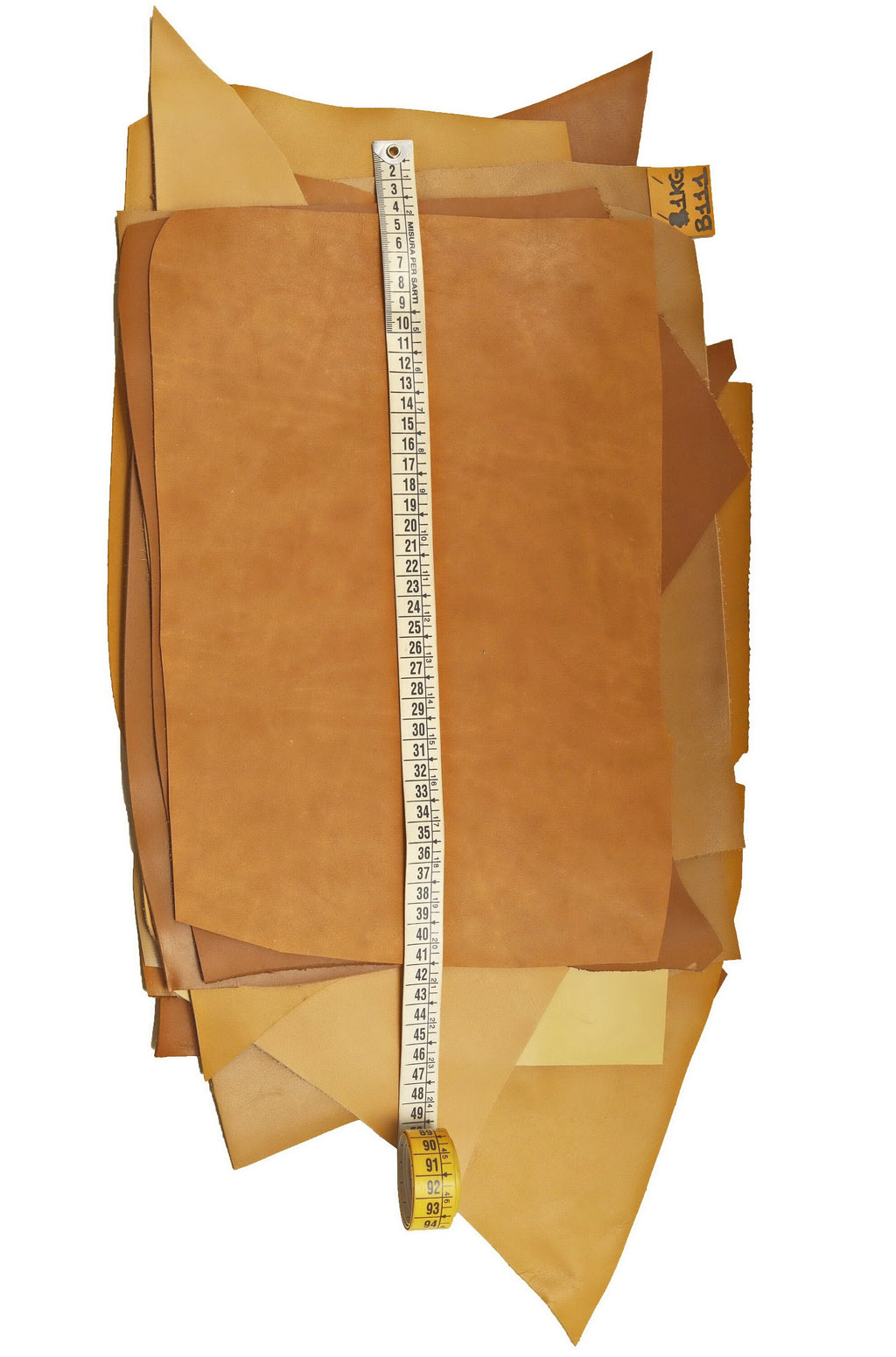 Tan Leather PIECES, solid and pebbled colors, random assortment solid Cognac pieces, 1.0-1.2mm (3-4oz) (2 lbs) - (4 lbs) B111