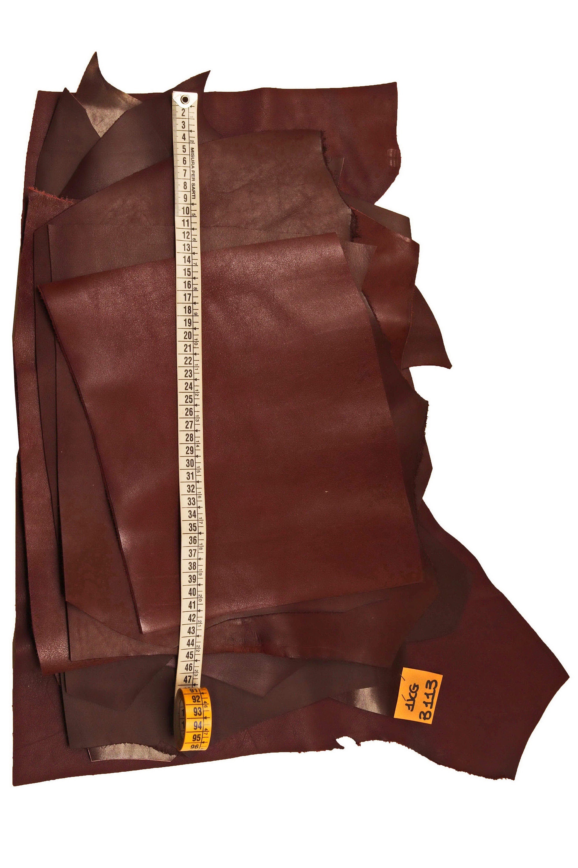 Burgundy Leather calf PIECES, solid and grained random assortment, dark red tone remnants, 1.0-1.2mm (3-4oz) 1 kg (2 lbs) 2 kg(4 lbs) B113