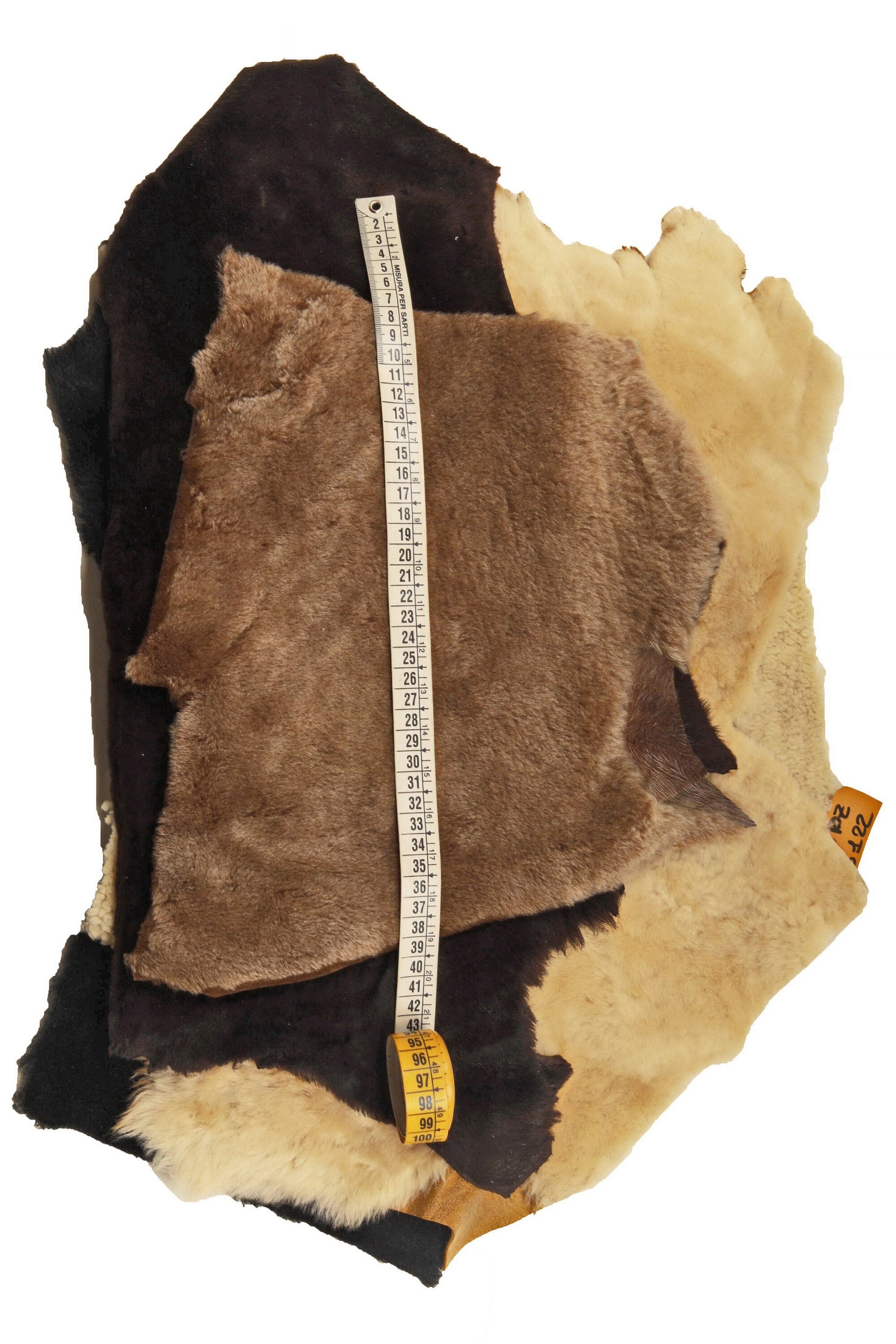 SHEARLING FUR Scraps, random assortment, colors various, sheepskin fur remnants, 5 pieces offcuts double face sheep skin B122 La Garzarara