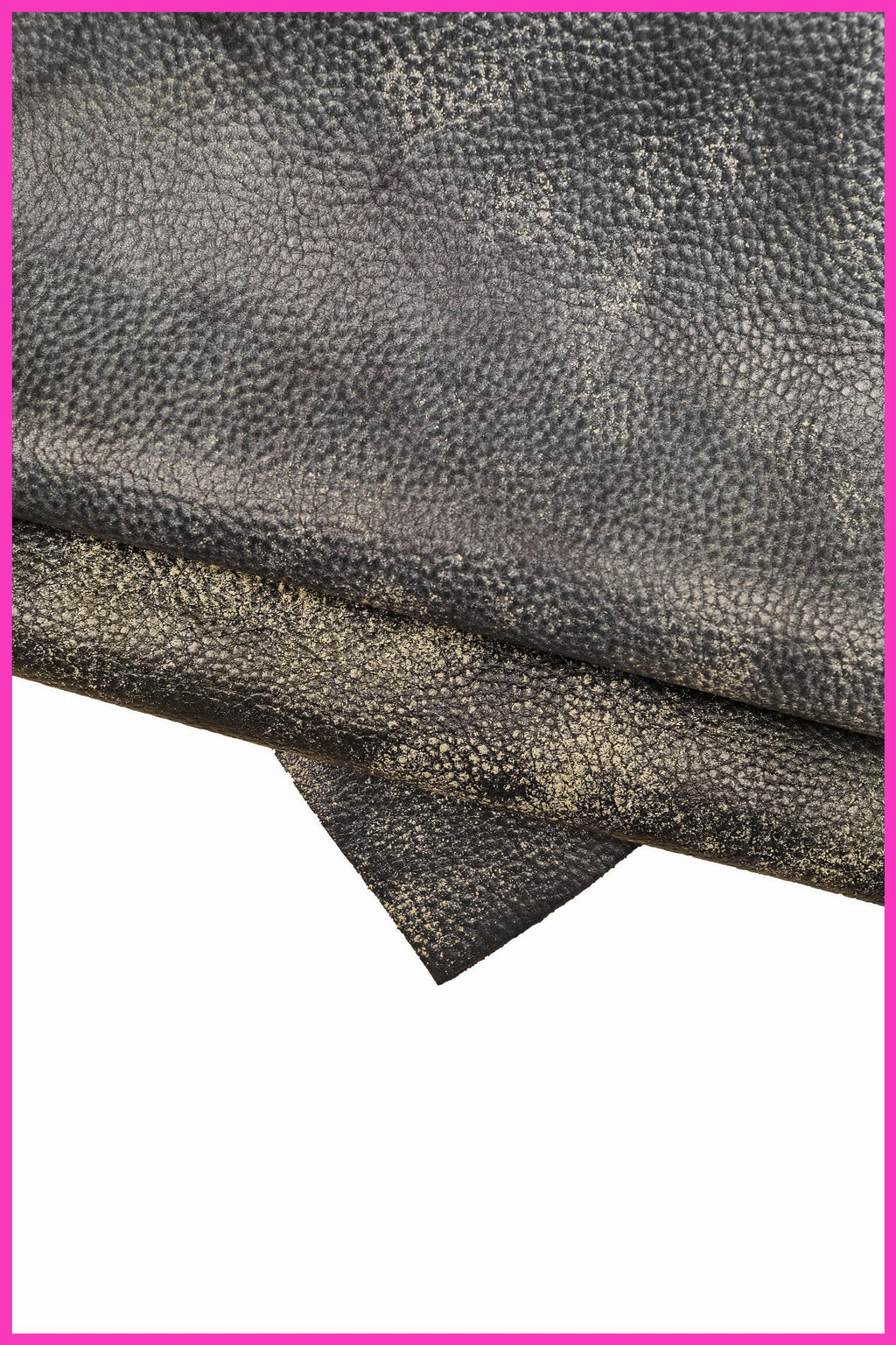 Very distressed leather hide, soft bleu pebble grain calfskin, glossy aged cowhide B15113-VT La Garzarara
