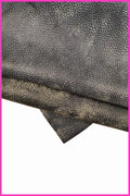 Very distressed leather hide, soft bleu pebble grain calfskin, glossy aged cowhide B15113-VT La Garzarara