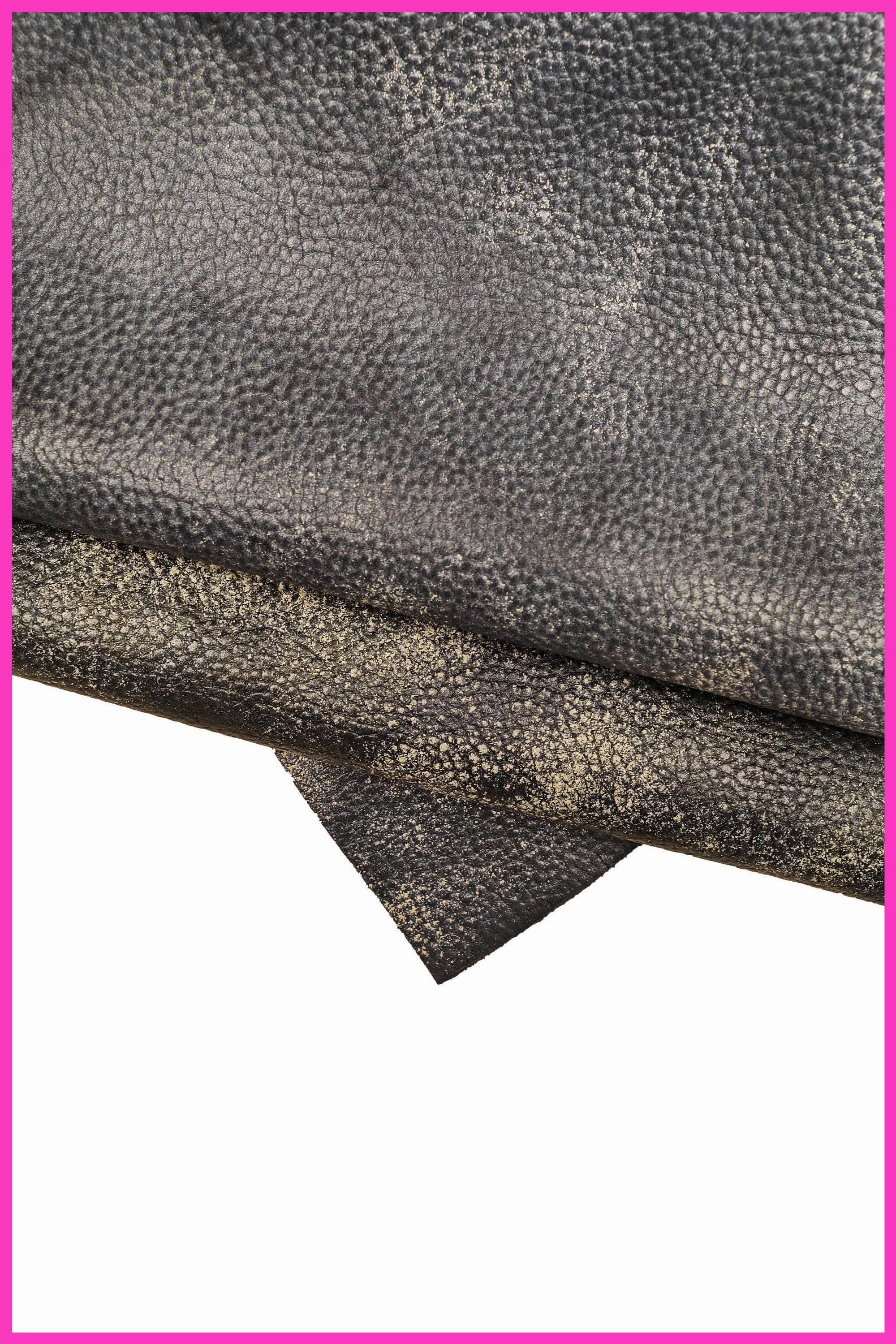 Very distressed leather hide, soft bleu pebble grain calfskin, glossy aged cowhide B15113-VT La Garzarara