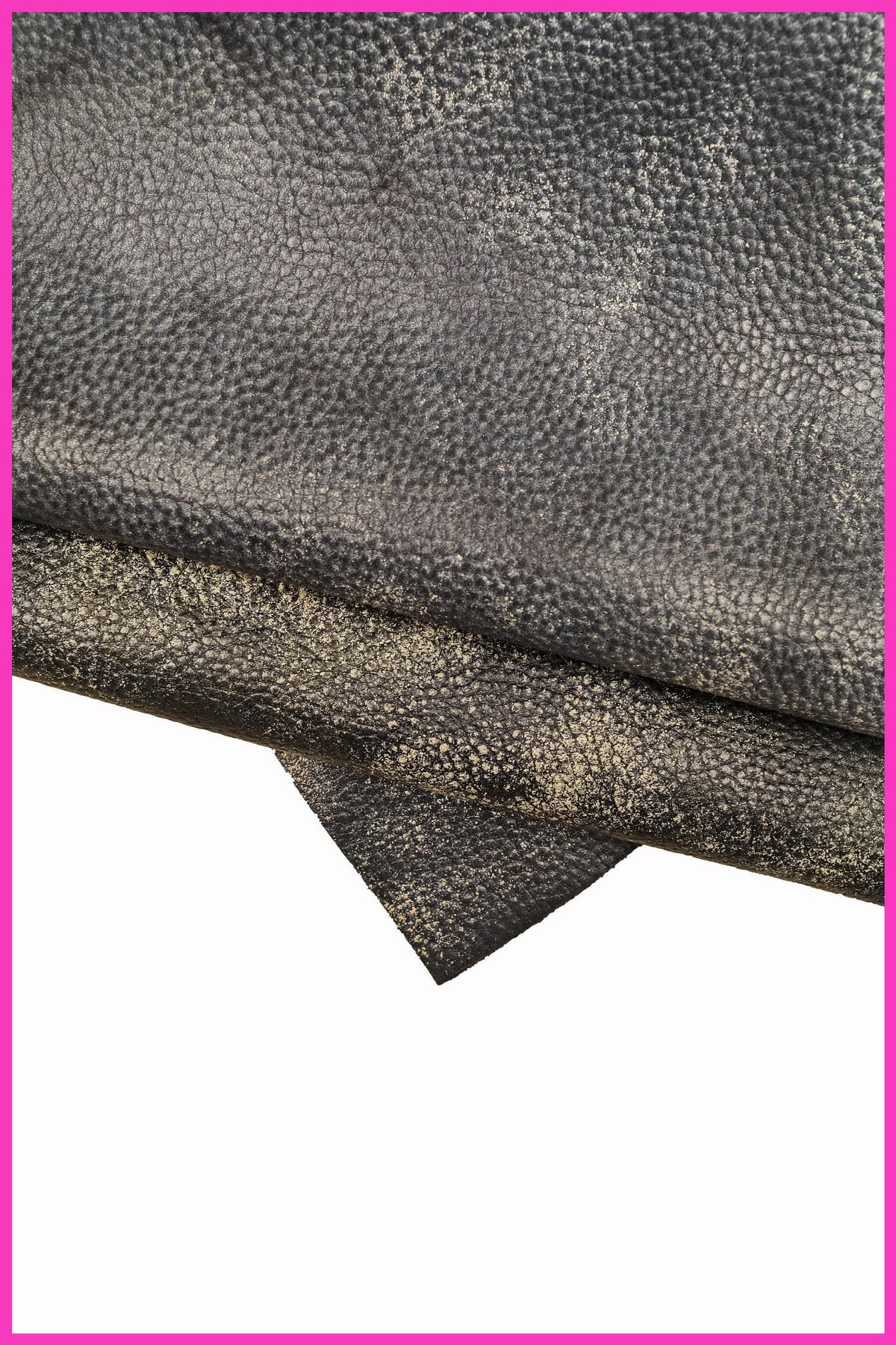 Very distressed leather hide, soft bleu pebble grain calfskin, glossy aged cowhide B15113-VT La Garzarara