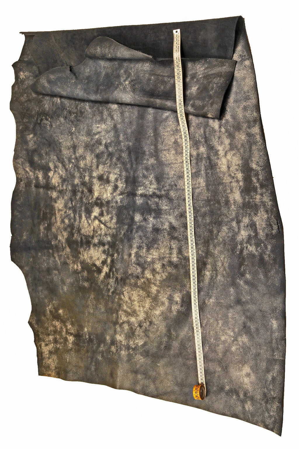 Very distressed leather hide, soft bleu pebble grain calfskin, glossy aged cowhide B15113-VT La Garzarara
