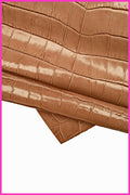 Luxurious Pink Taupe Crocodile Embossed Leather Hide - High Quality Craft Material B15078-ST La Garzarara