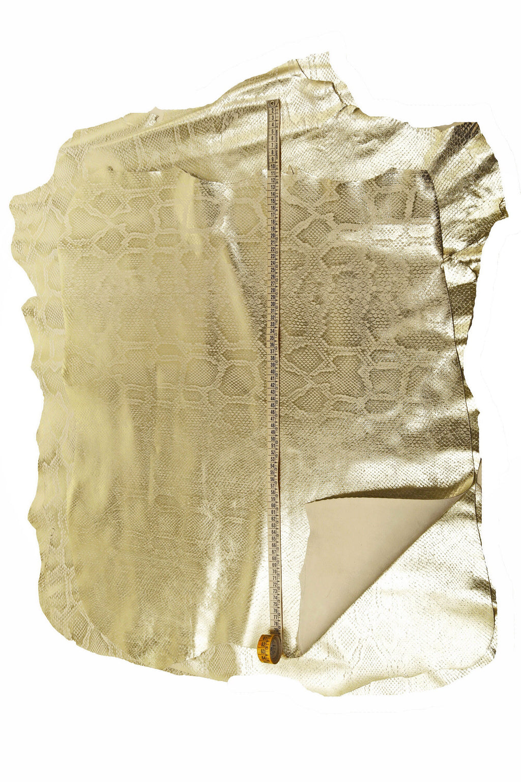 Light gold python textured metallic leather skin, snake printed goatskin, soft bright skin with animal print B15280-MT(ST) La Garzarara