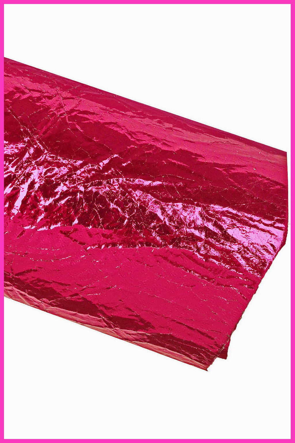 Metallic fuchsia lamb leather skin, crinkled shiny laminated leather finish, leather hide for creative surfaces B15328-MT La Garzarara