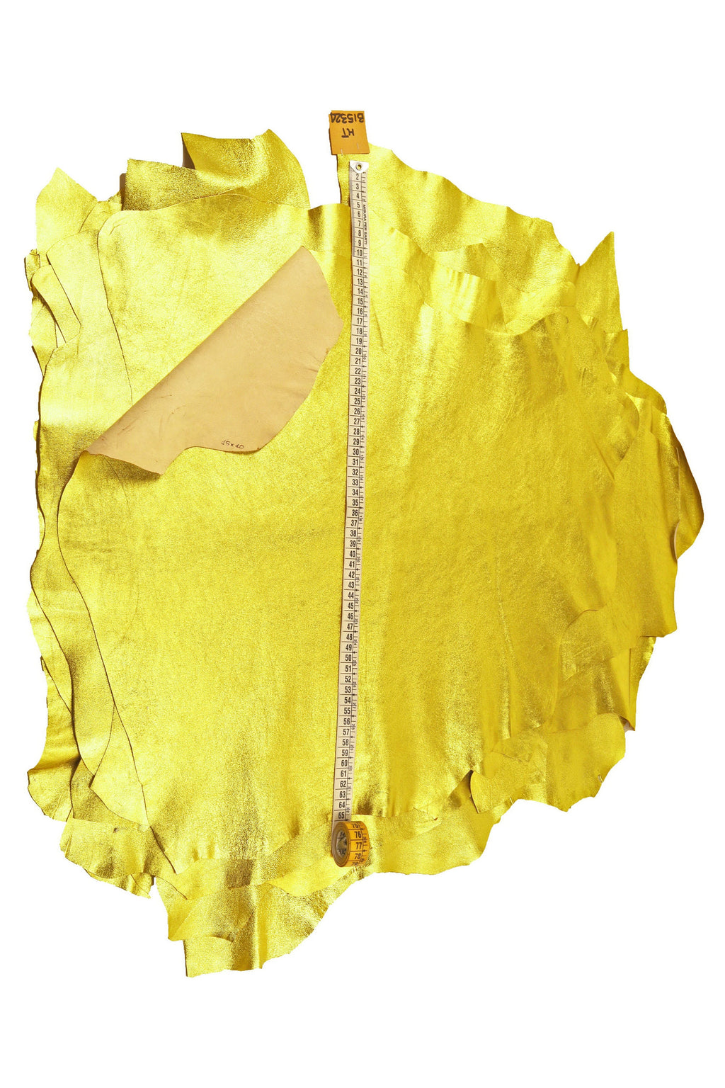 Gold YELLOW metallic leather hides, soft bright goatskin, slightly wrinkled skins 0.9-1.1 mm for crafters B15324-MT La Garzarara