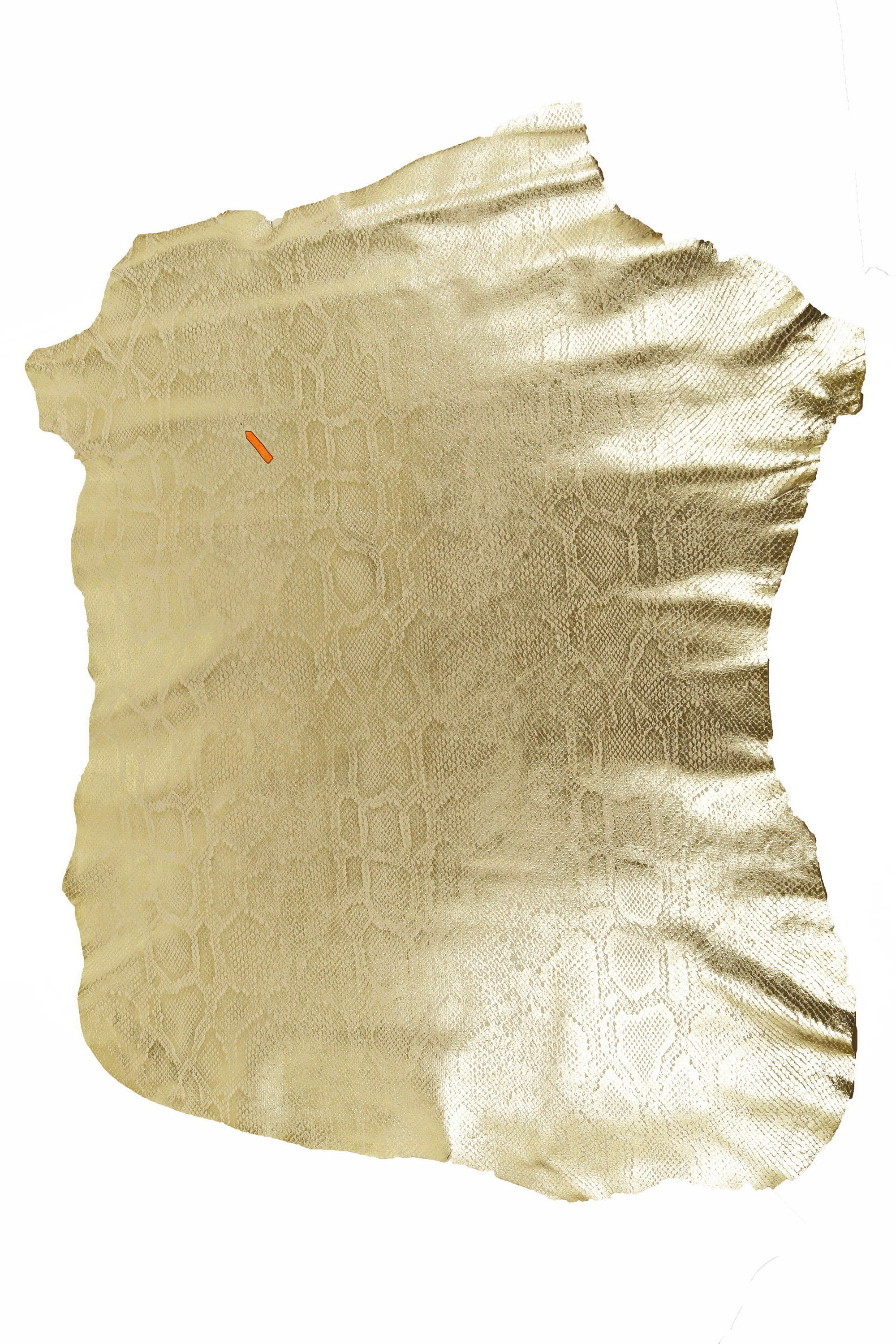 Light gold python textured metallic leather skin, snake printed goatskin, soft bright skin with animal print B15280-MT(ST) La Garzarara