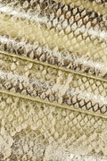 Light gold python textured metallic leather skin, snake printed goatskin, soft bright skin with animal print B15280-MT(ST) La Garzarara